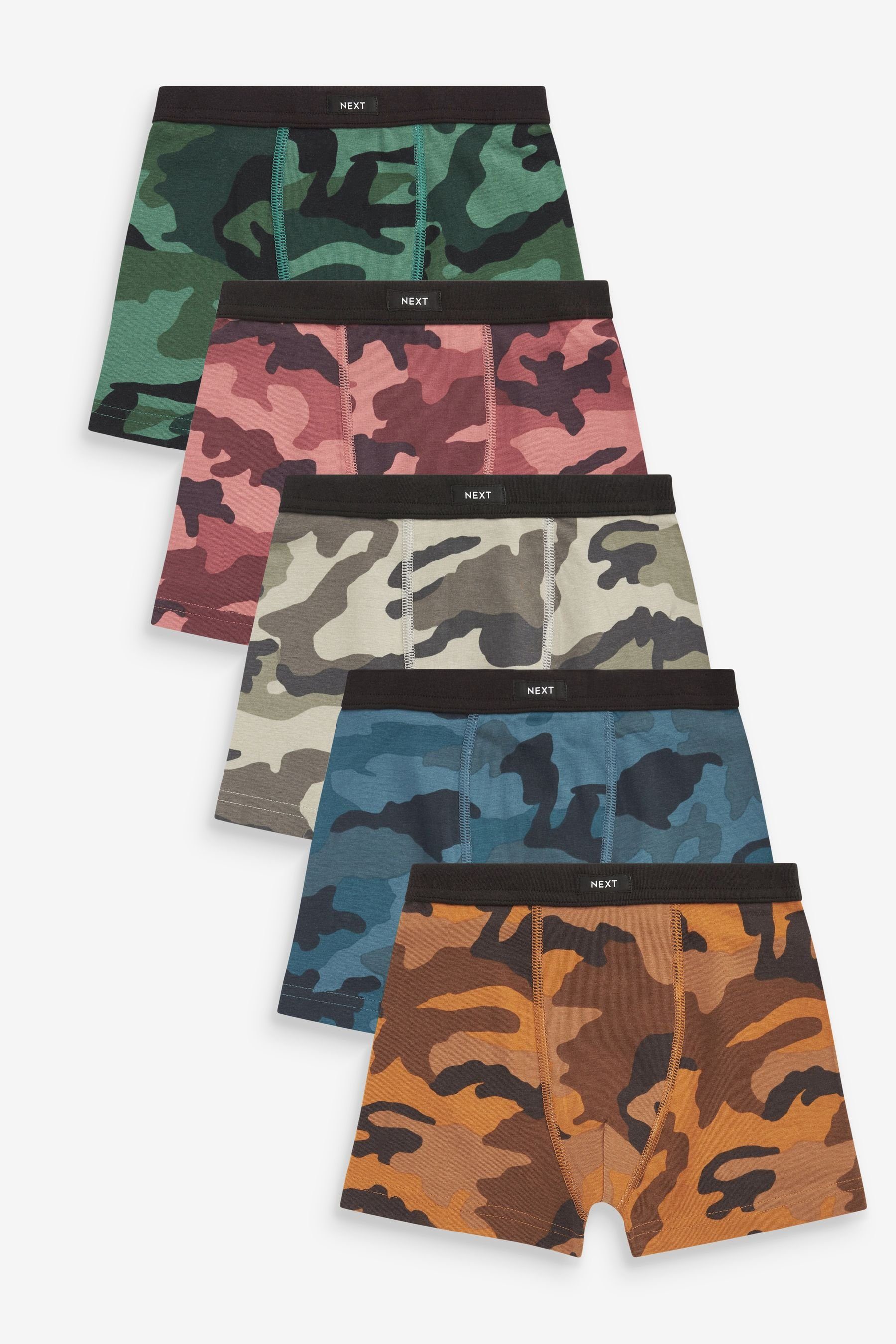 Trunk mit Boxershorts (5-St) weichem Print 5er-Pack Camouflage Taillenbund, Next
