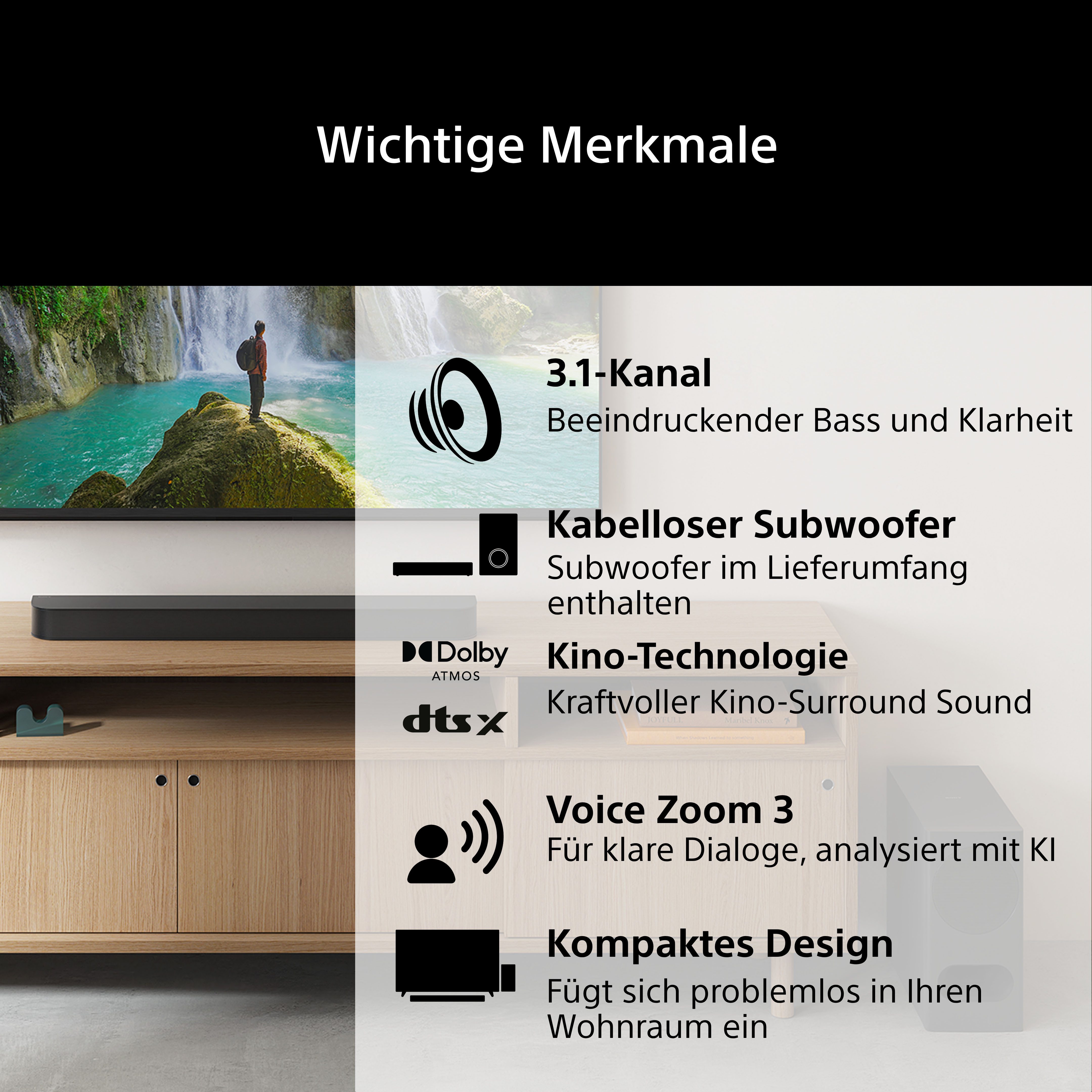 Sony K-65XR35M2 LED-Fernseher (164 cm/65 Zoll, 4K Ultra HD, Smart-TV, Google TV, Set aus: BRAVIA 3 II + Theatre Bar 5 Soundbar)