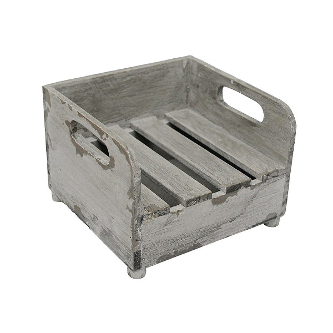 Macosa Home Serviettenhalter grau vintage shabby, Holz, Serviettenhalter Serviettenkorb Servietten Aufbewahrung