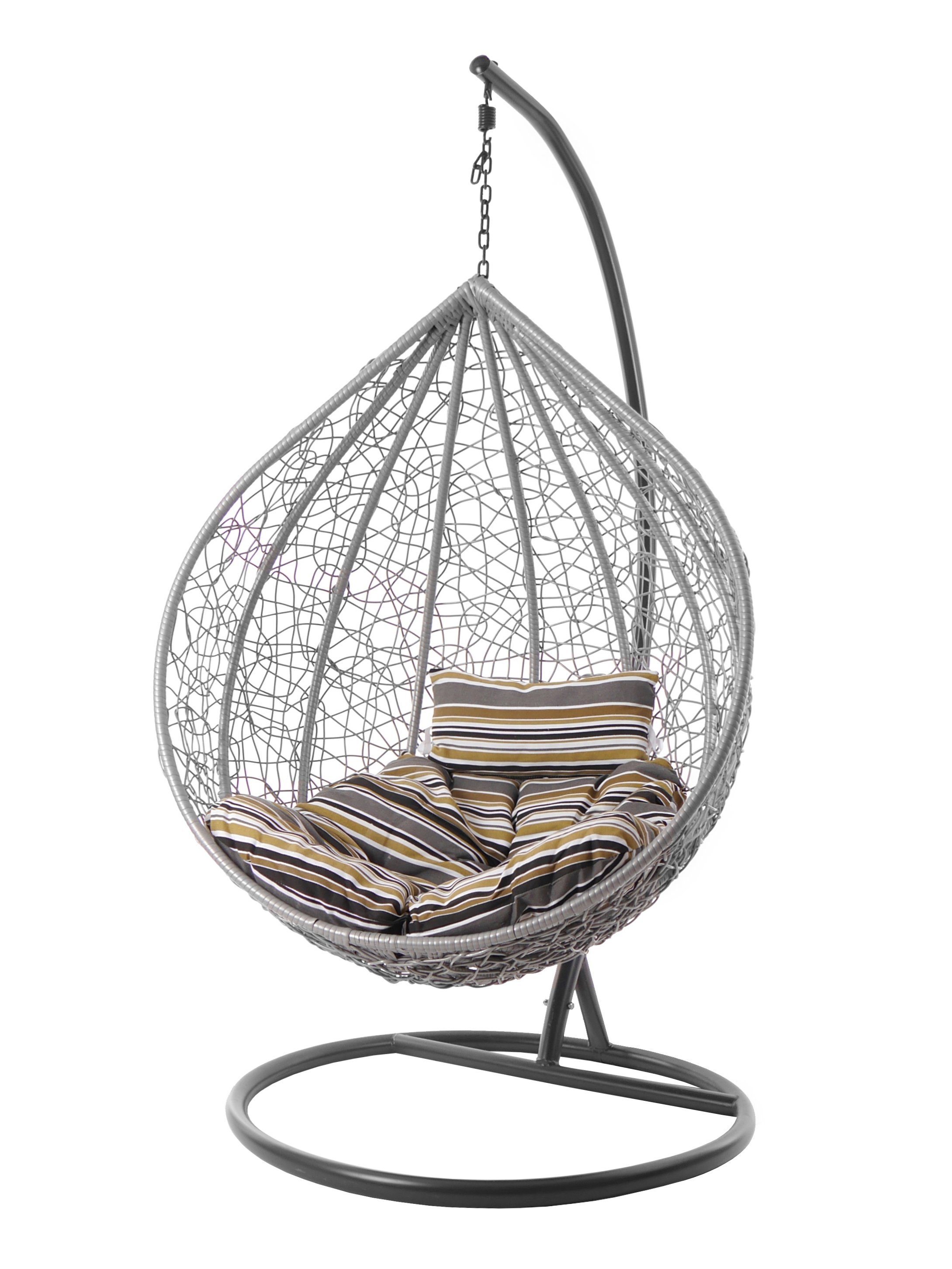 KIDEO Hängesessel Hängesessel MANACOR hellgrau, mit Gestell und Kissen