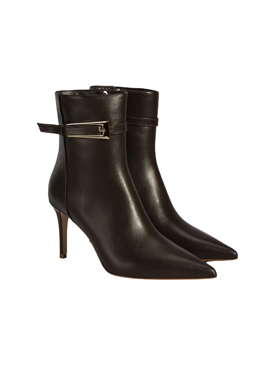 Desa Damen-Stiletto-Stiefeletten – Obermaterial aus Leder, 9 cm Absatz, Re Stiefel