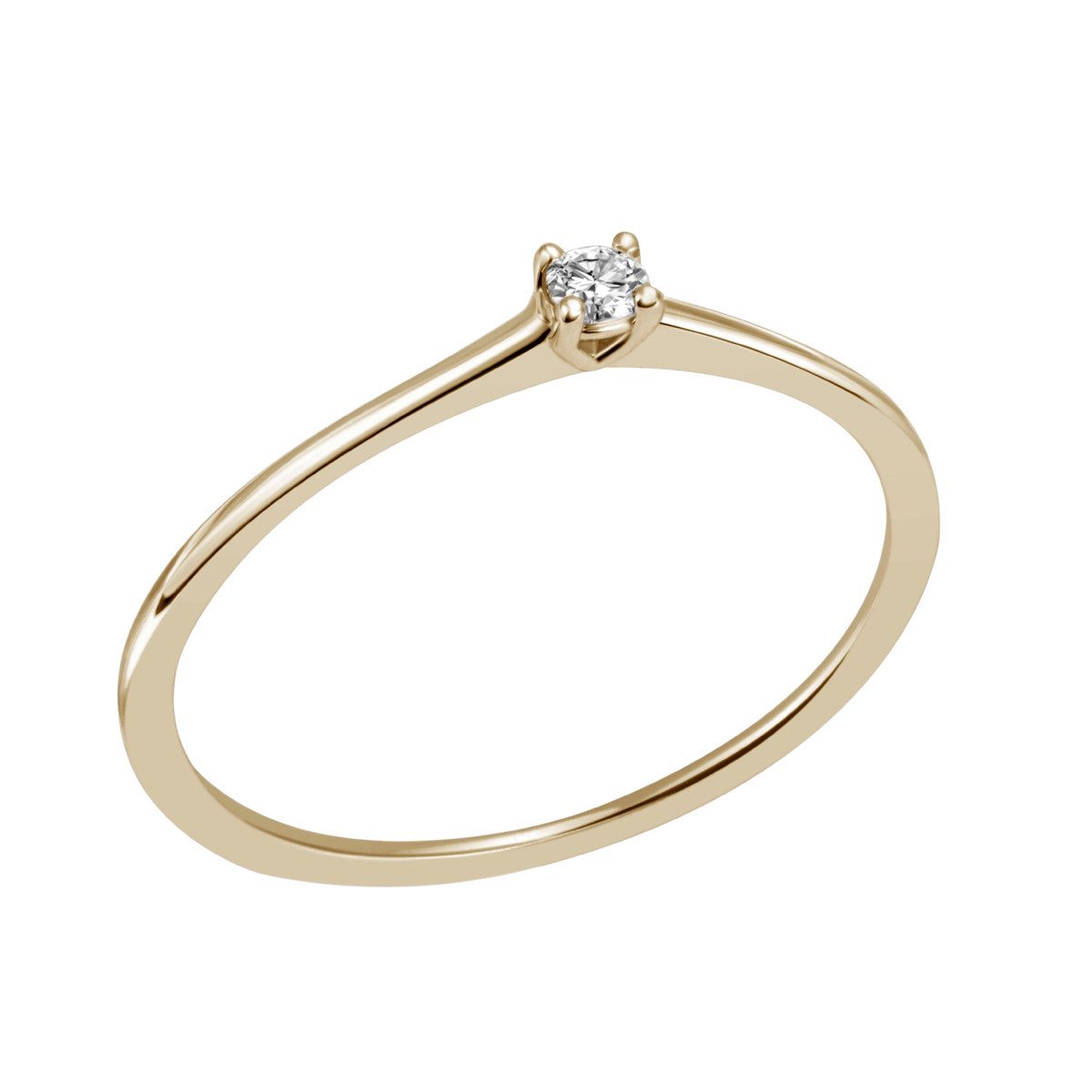 Reflexion Diamonds Solitärring Verlobungsring, 585er Gelb- oder Weißgold, 4er Stotzen, 0,05ct SI, Solitärring, 4er Stotzenfassung, 0,05ct W/SI