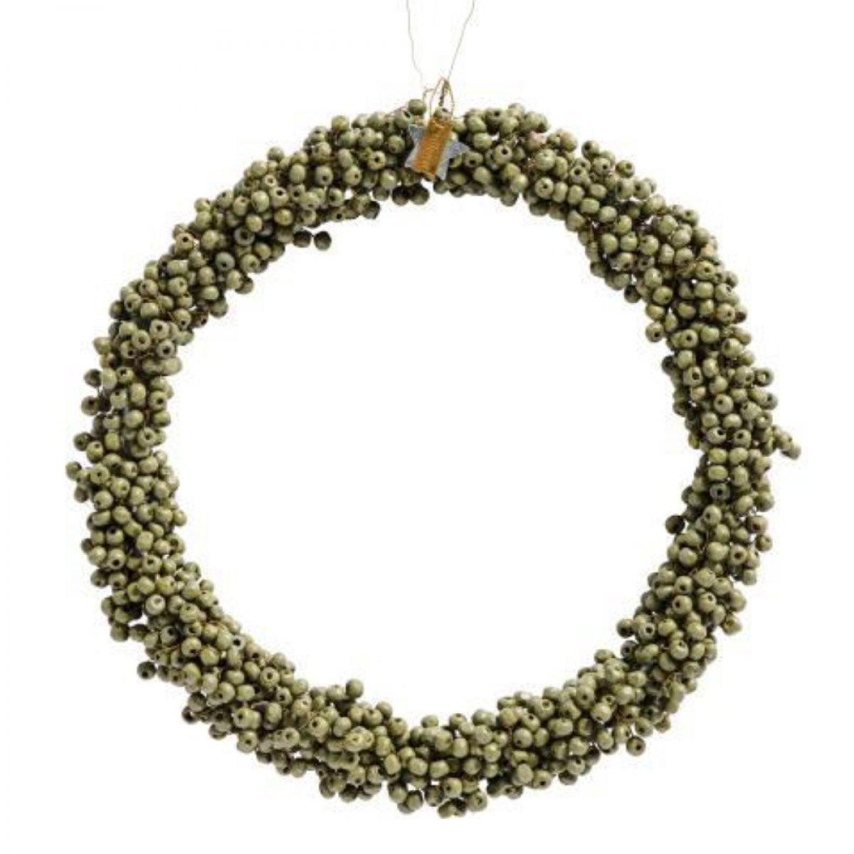 Ib Laursen Dekofigur Ib Laursen Kranz mit Holzperlen Grün (22cm)