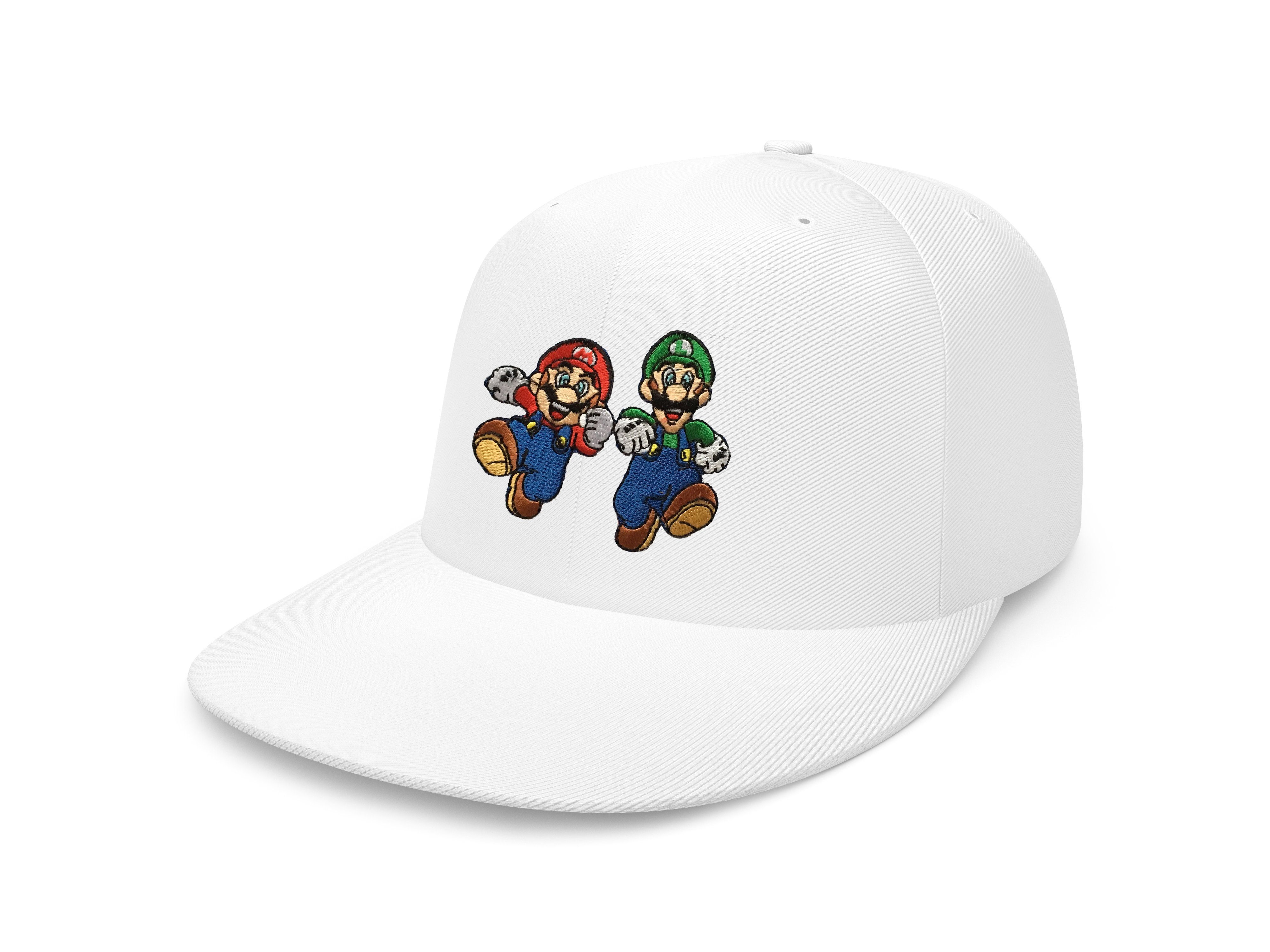 Blondie & Brownie Snapback Cap Unisex Erwachsene Mario und Luigi Stick Patch Super Nintendo One Size Weiss