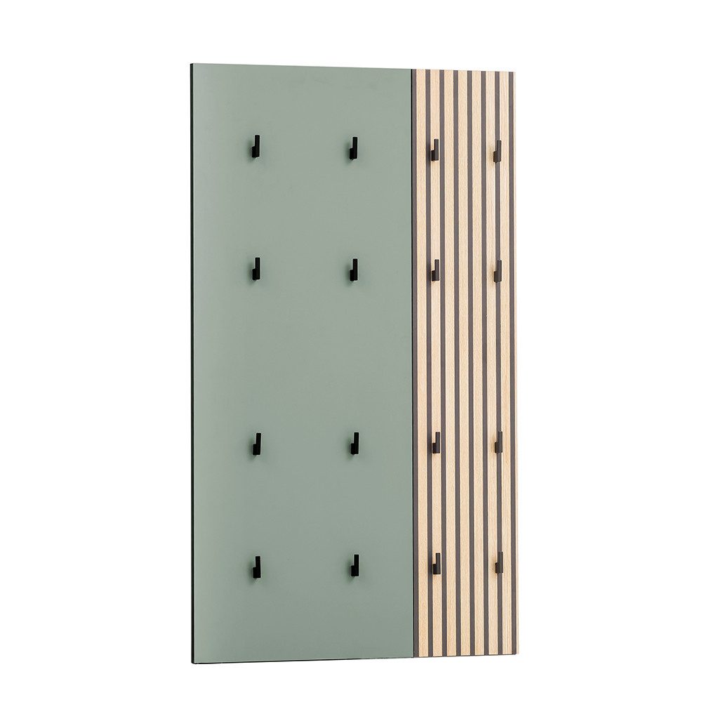 Lomadox Шкафыpaneel ALTAMURA-80, erweiterbare Garderobe Kleiderhaken modern grün mit Eiche Natur