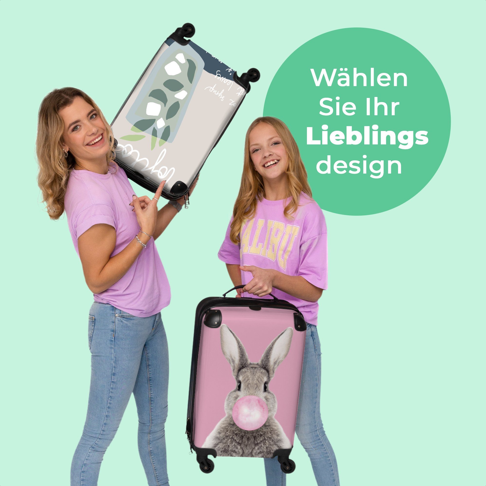 Handgepäckkoffer 4 Rezept, Rollkoffer NoBoringSuitcases.com© Grün Mojito 4 Reisekoffer 55x35x20cm mit - - Cocktail Cabin Rollen, Rollen Trolley Kleine Handgepäck - -