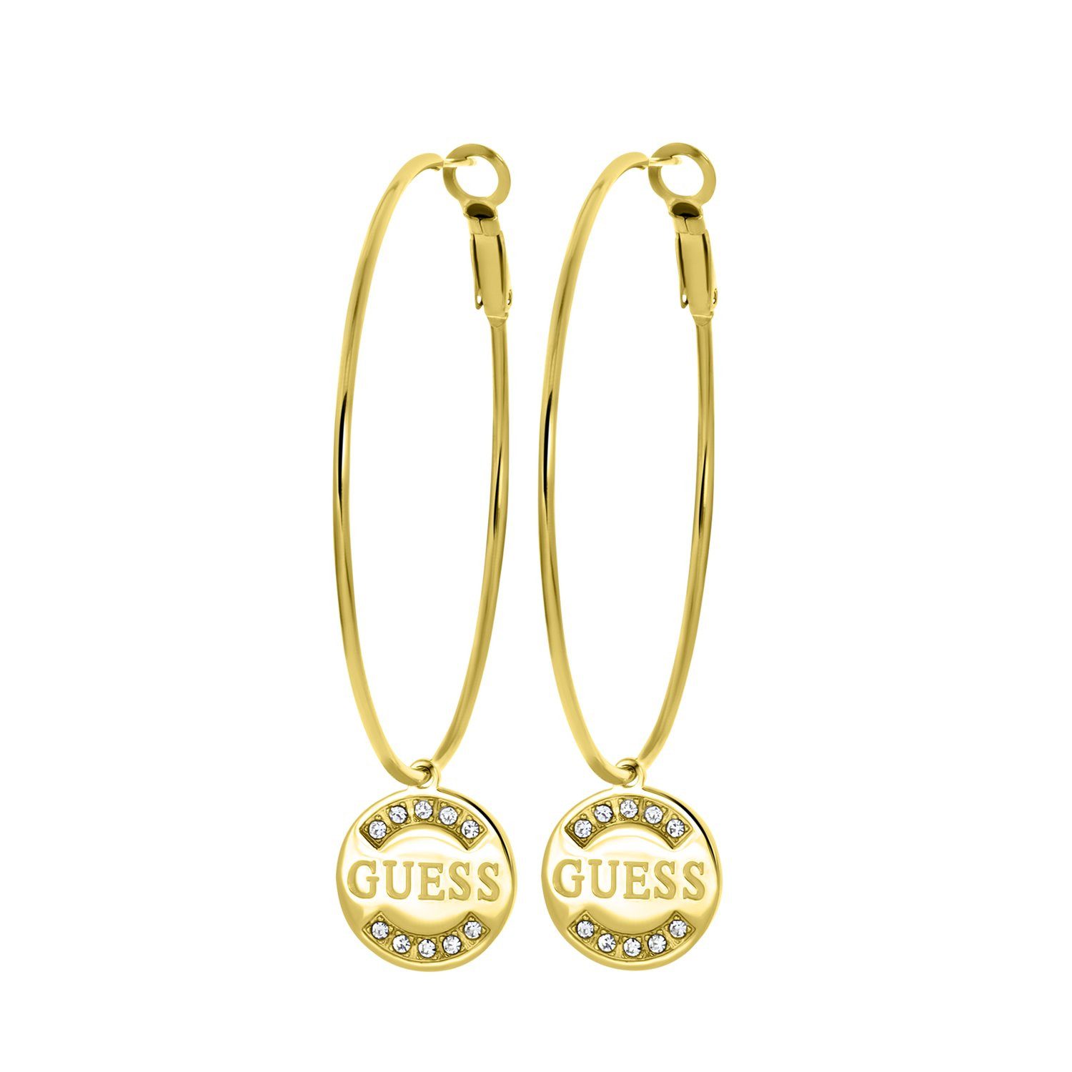 Guess Paar Creolen Ohrring - Stahl - Gold - Kristall - Damen