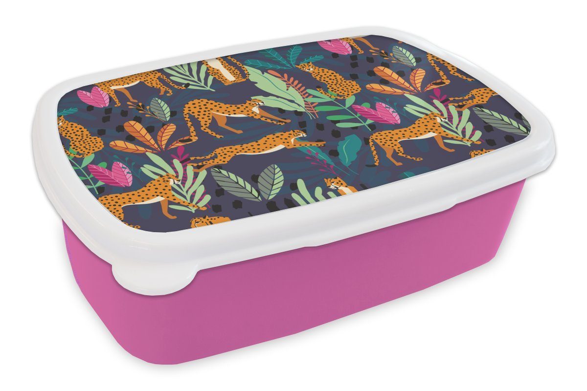 Kunststoff Brotdose Erwachsene, Muster Mädchen, - für Lunchbox Dschungel, Snackbox, rosa - Kinder, Gepard MuchoWow Kunststoff, (2-tlg), Brotbox