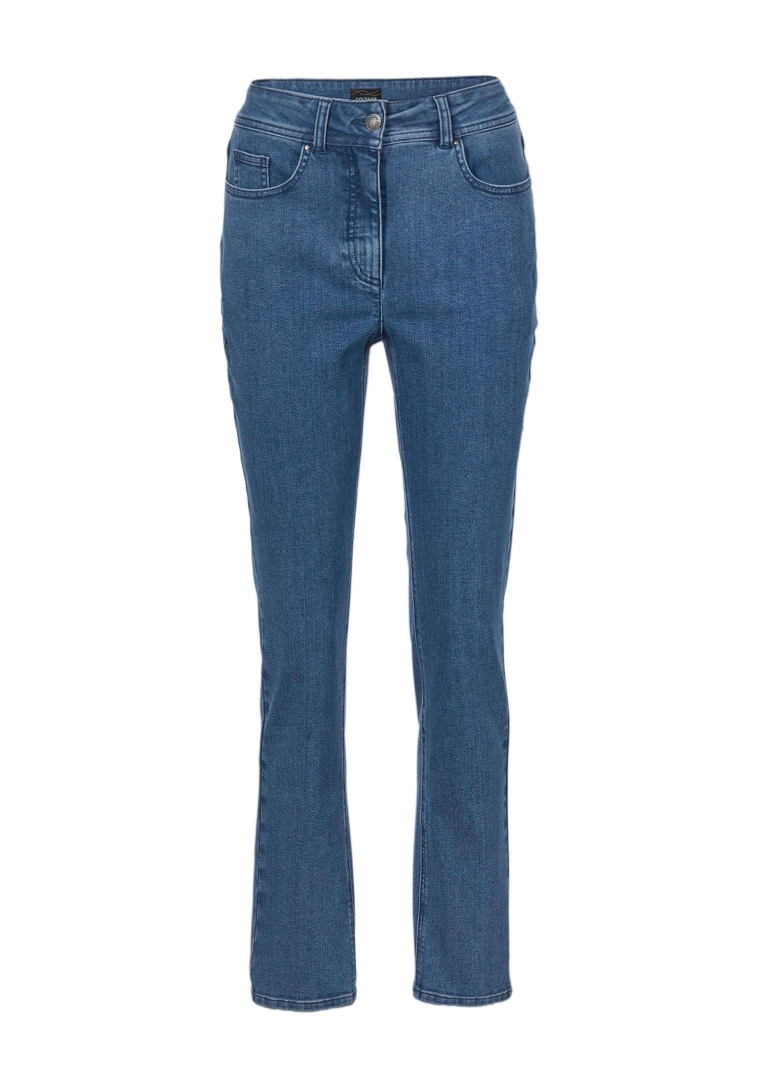 GOLDNER Bequeme Jeans Kurzgröße: Superbequeme Hose mit Bauchweg-Effekt marine