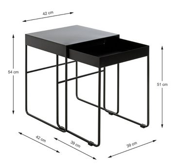 HAKU Beistelltisch HAKU Möbel Beistelltisch 2er Set - schwarz - H. 51/54cm x B. 39/42cm