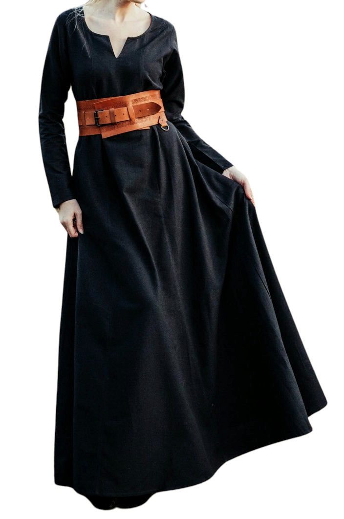 Leonardo Carbone Burgfräulein-Kostüm Unterkleid "Lina" mit V-Ausschnitt, fließender A-Linien-Schnitt, weiche Baumwolle