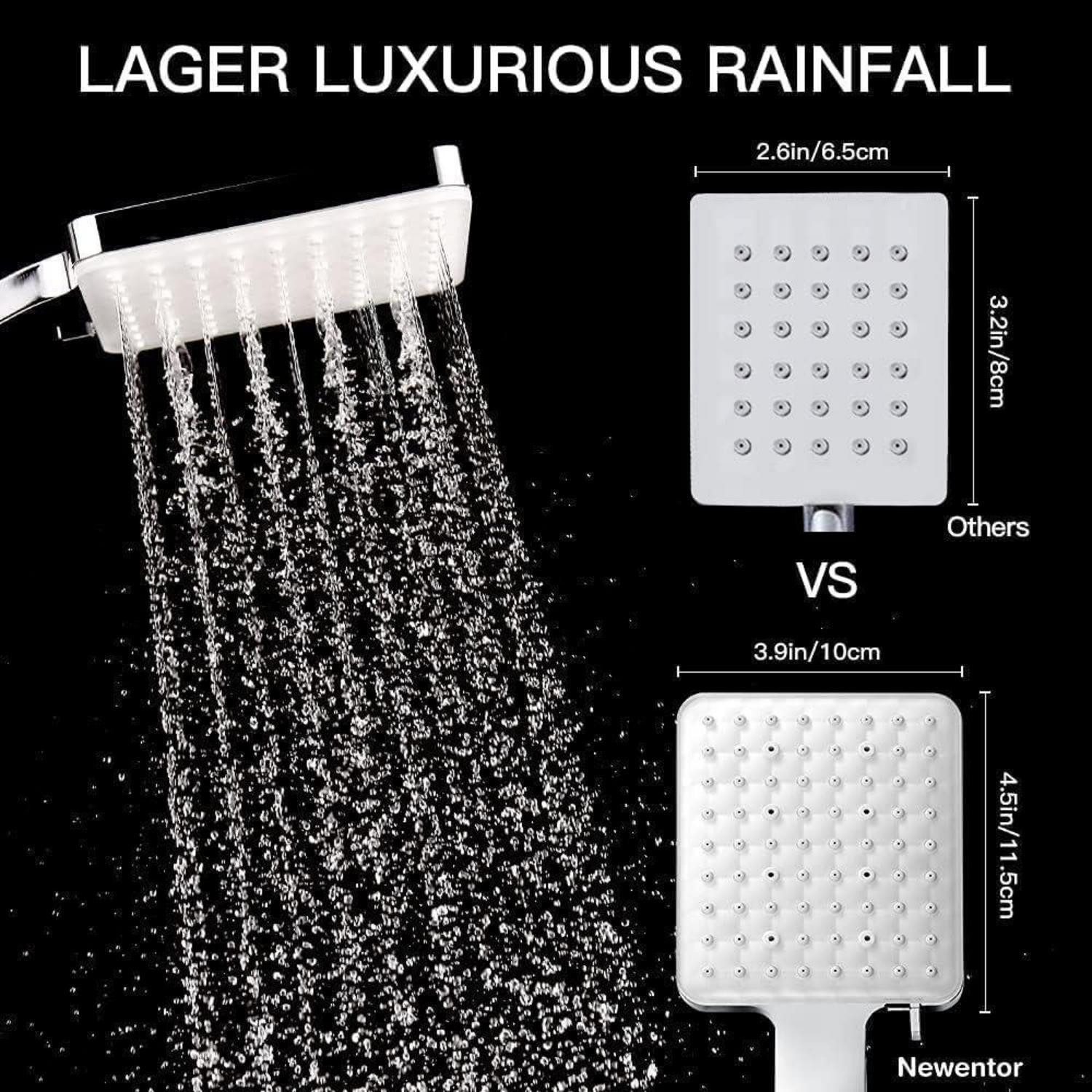 LuxusKollektion Regenduschkopf Duschkopf Regendusche Handbrause Groß Wassersparend 6 Strahlarten XXL