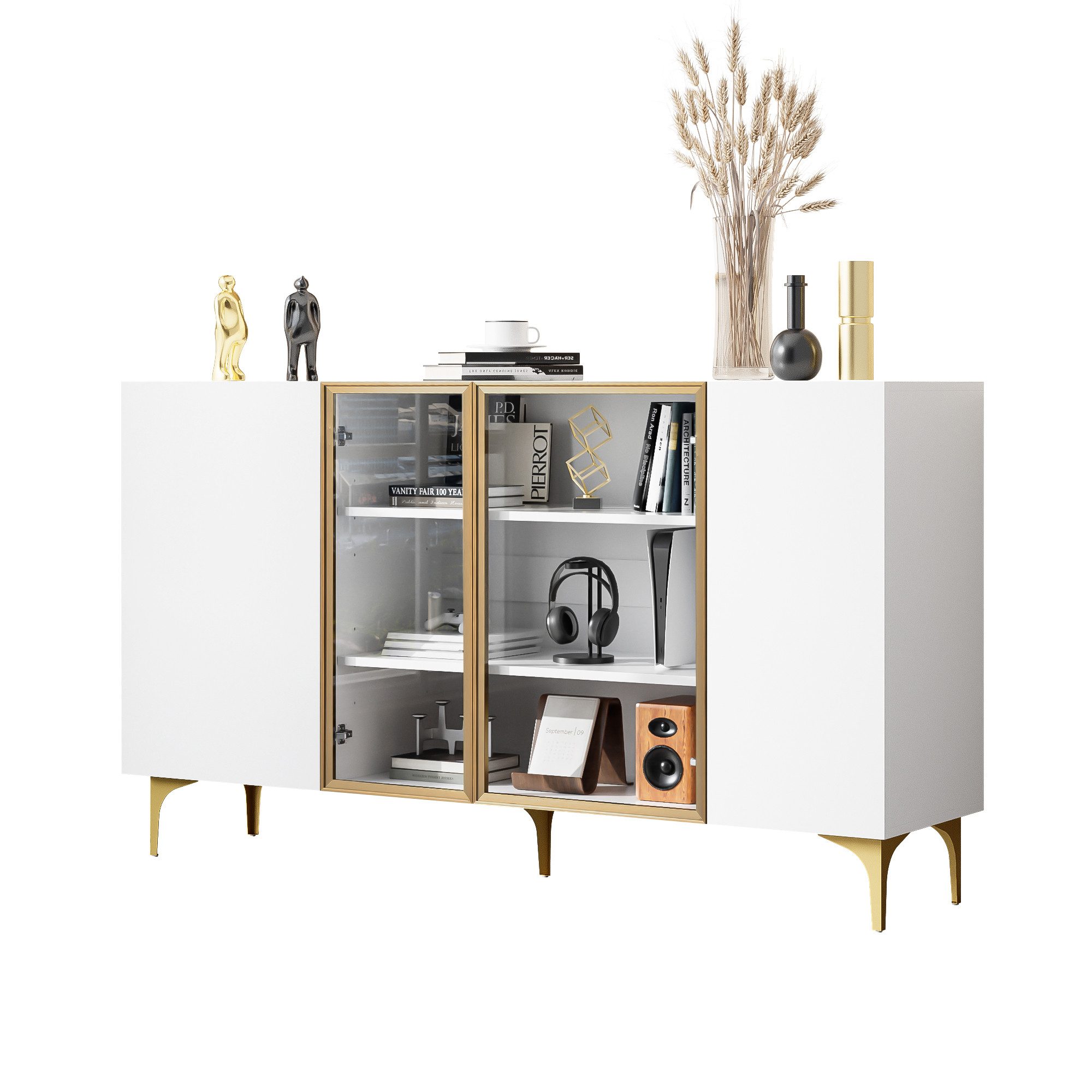 BlingBin Sideboard Buffetschrank Anrichte Bücherschrank Glastürenschrank günstig online kaufen