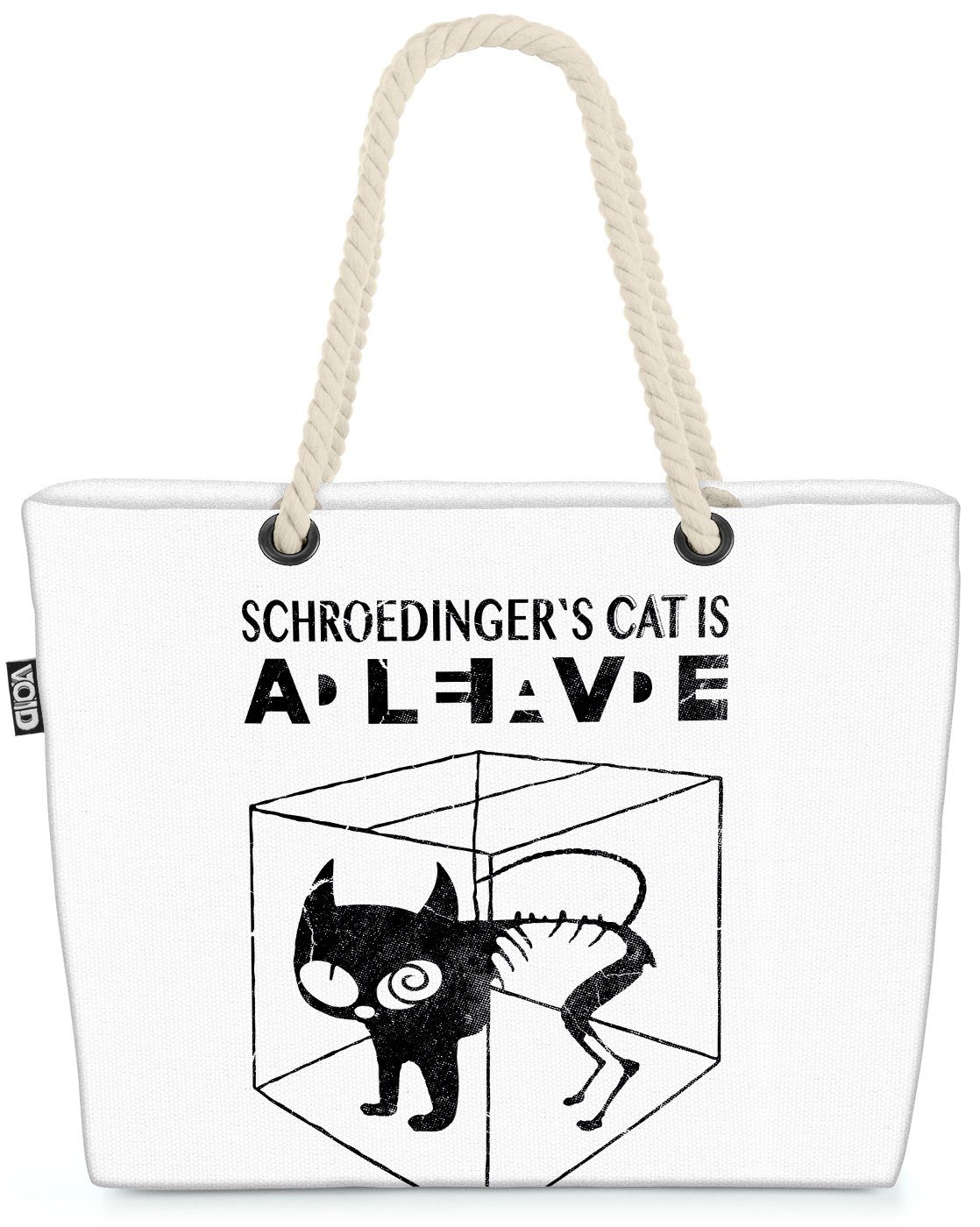 VOID Strandtasche (1-tlg), Sheldon Schrödingers Katze Shopper Beach Bag big bang Physik weiß