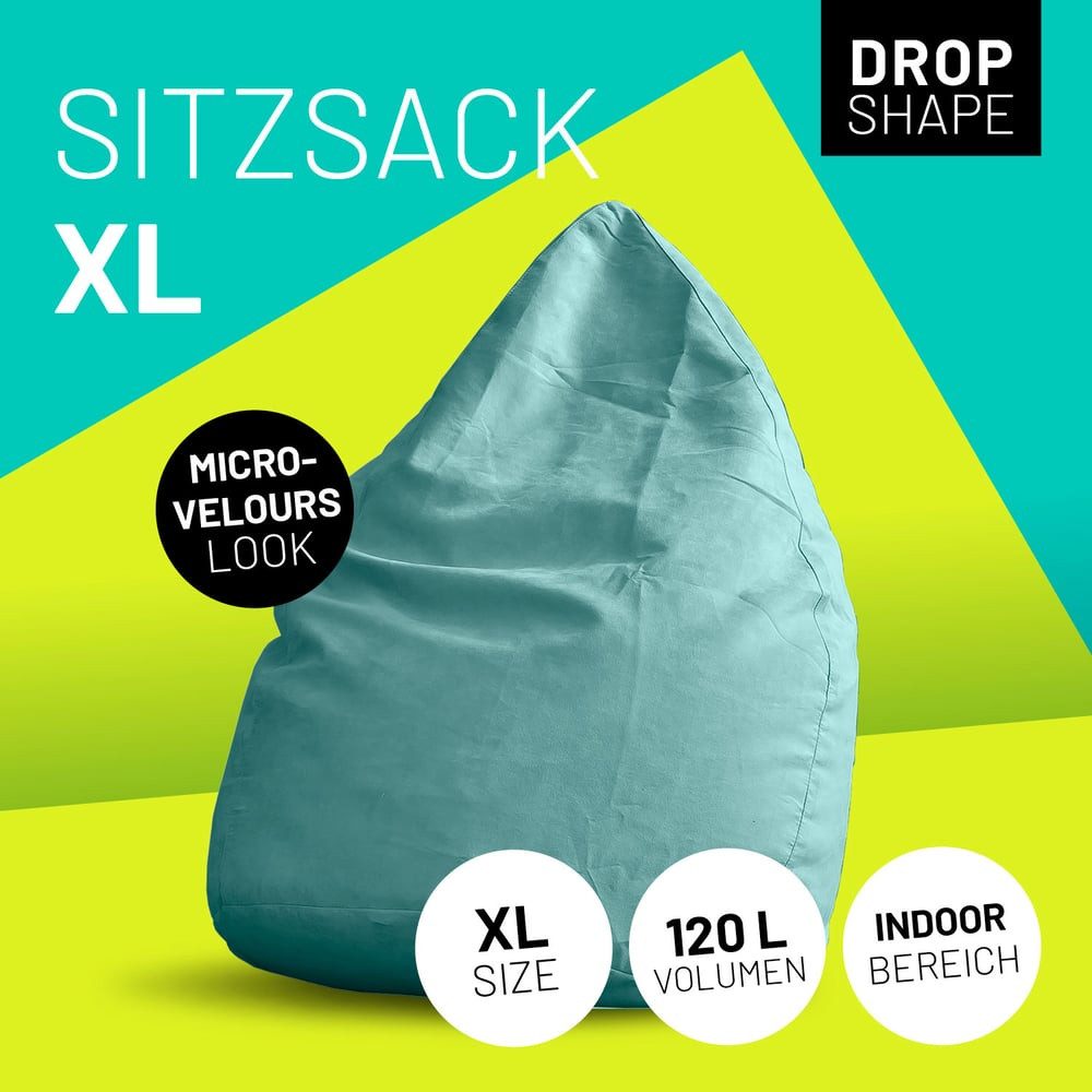 Lumaland Sitzsack Luxury XL Sitzsack (1 St), Microvelours Beanbag extra weich & robust Stuhl Sessel 60x45cm