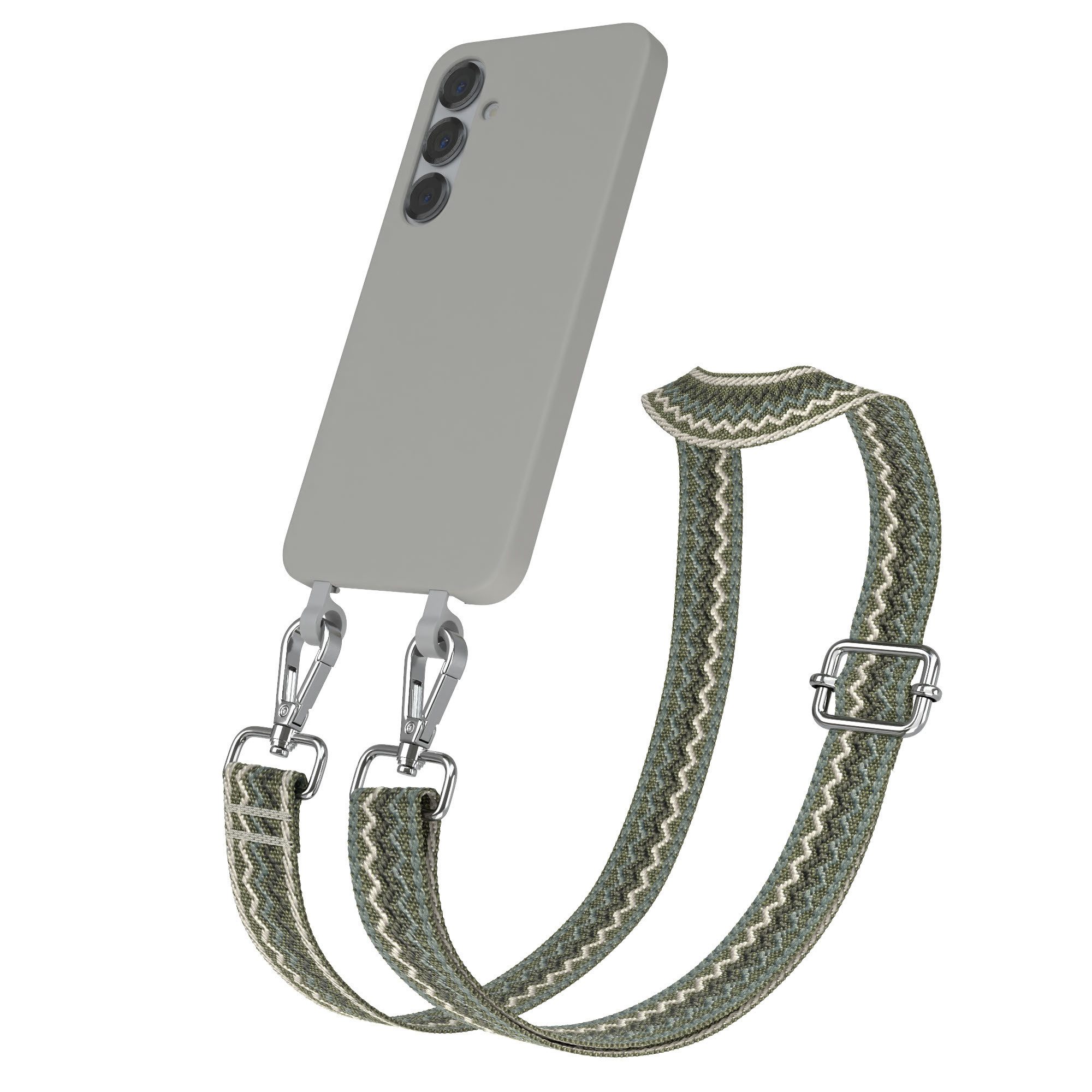 EAZY CASE Handykette Verstellbar - Schulterriemen Für IPhone & Smartphones (90-145cm, Grau/Schwarz)
