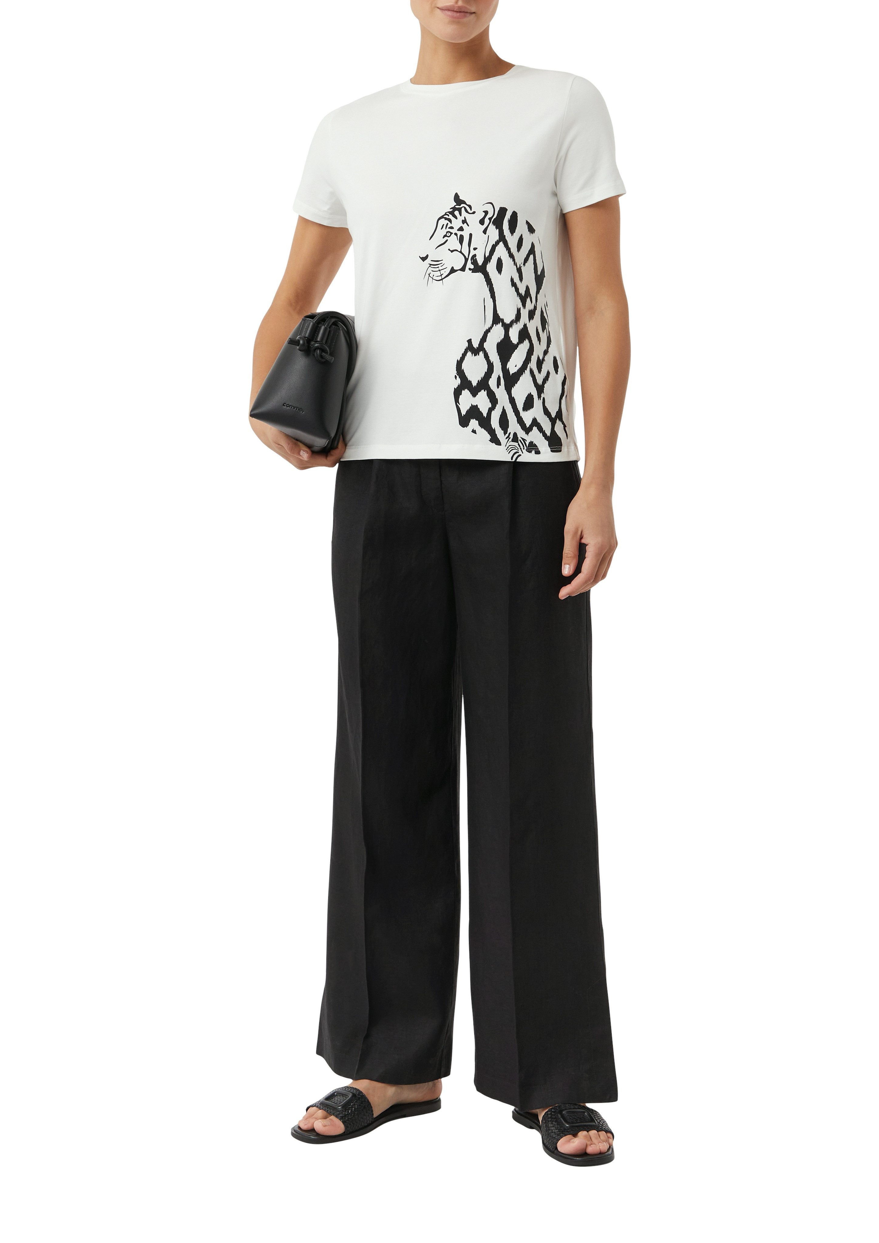 Comma Print-Shirt mit seitlichem Animal-Print günstig online kaufen