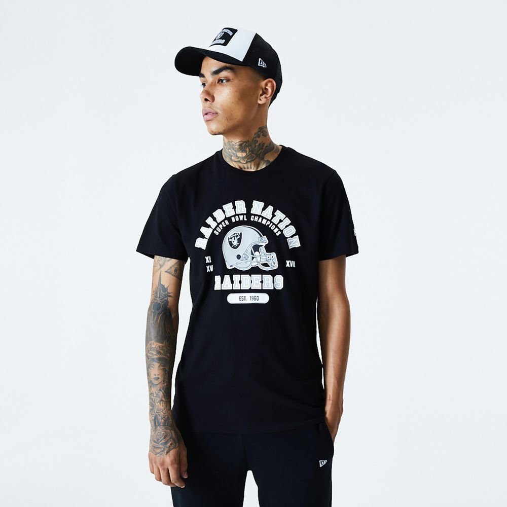 VEGAS NFL RAIDERS Helmet and NEU/OVP New Era LAS T-Shirt New Tee Era Wordmark Print-Shirt