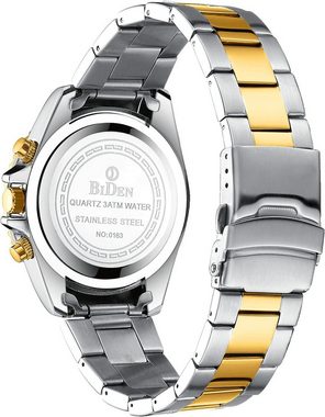 HANPOSH für Männer Chronographen Edelstahl Wasserdicht Watch, Quarz Uhren mit Datum Business Casual