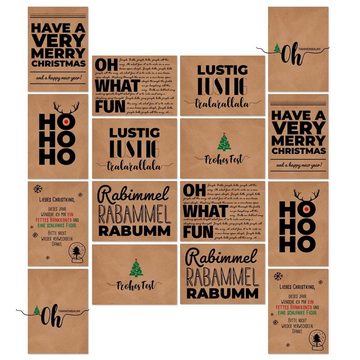 bigdaygraphix Weihnachtskarte Weihnachtskarten im Hygge Stil - 16 Postkarten Kraftpapier, 8 Motive