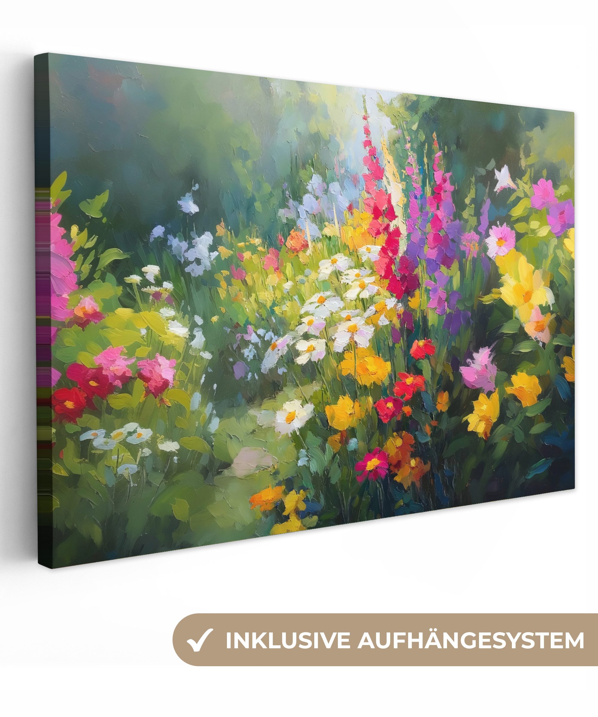 OneMillionCanvasses® Leinwandbild Sommergarten - Atmosphärisch - Blumen, Fo günstig online kaufen