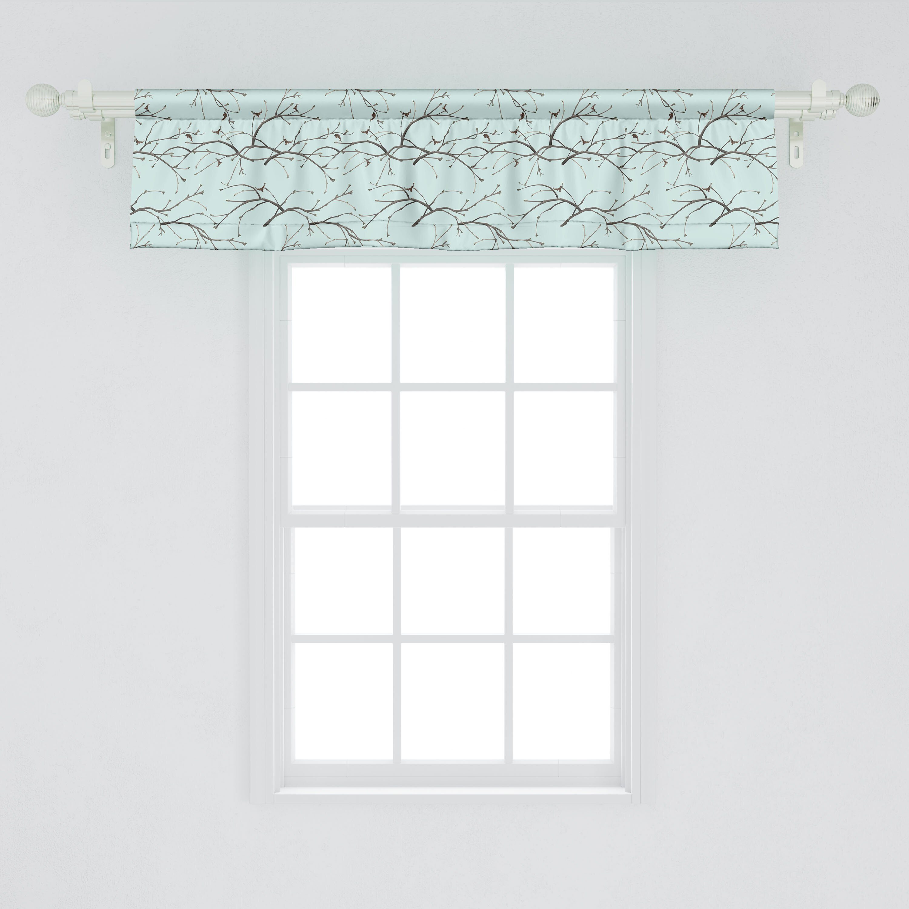 Scheibengardine Vorhang Volant für Baumzweige Schlafzimmer Abakuhaus, Weiche Stangentasche, Dekor Microfaser, Leafless mit Küche Winter