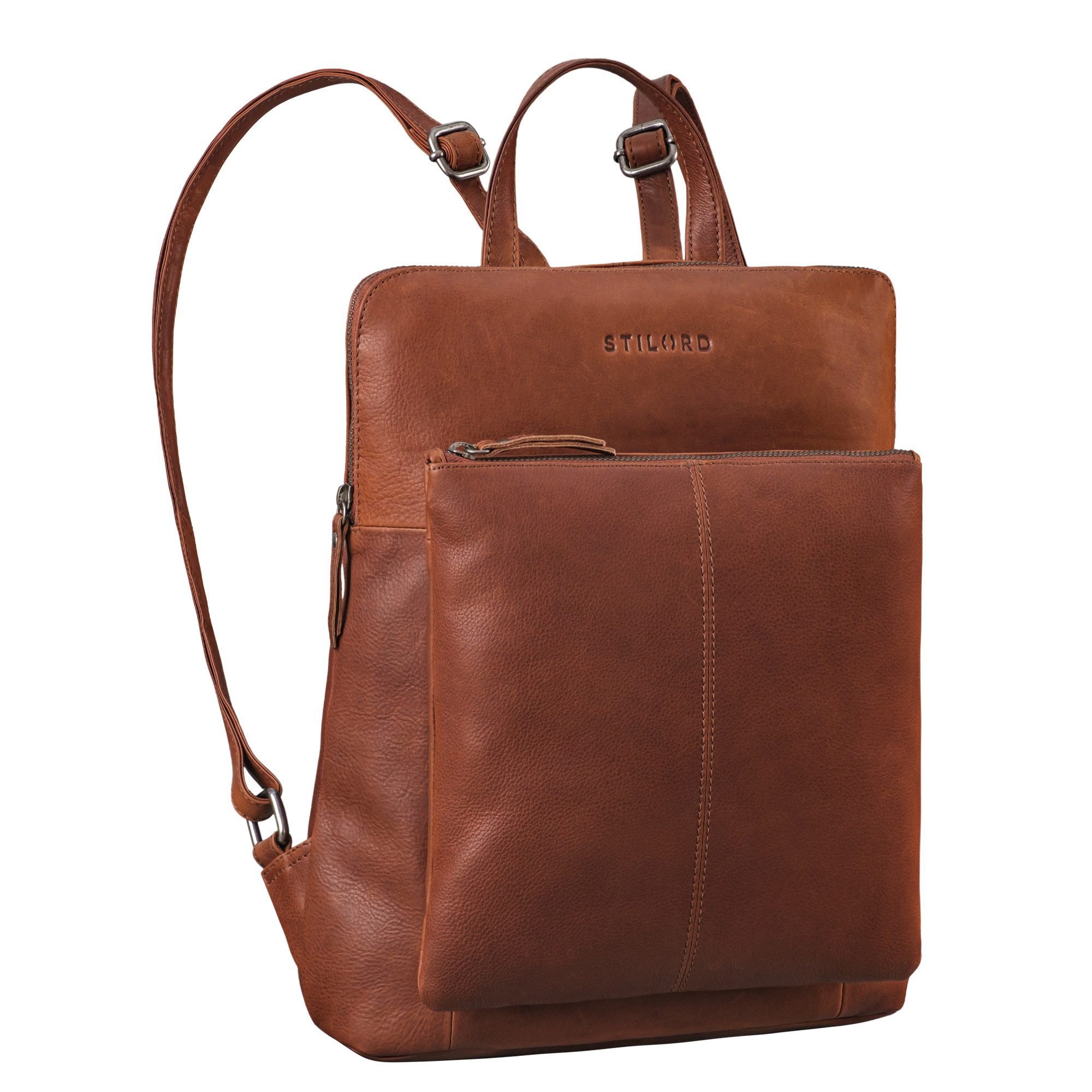 STILORD Cityrucksack "Jenny" Moderner Lederrucksack Damen Echtleder mittelgroß schlank
