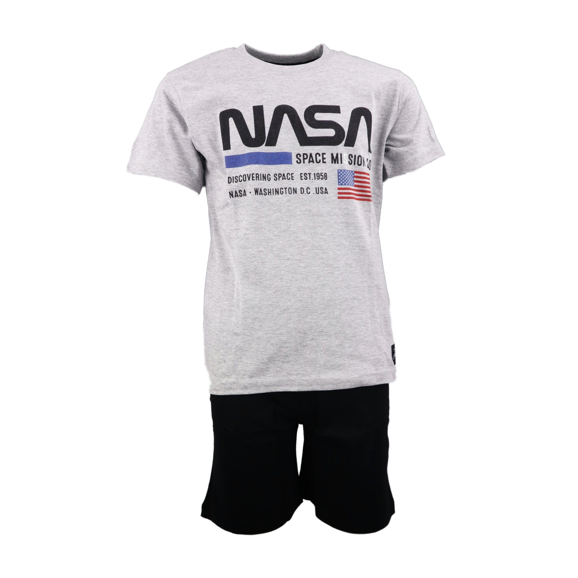 NASA Schlafanzug NASA Space Center Jungen kurzarm Pyjama Gr. 134 bis 164 Grau
