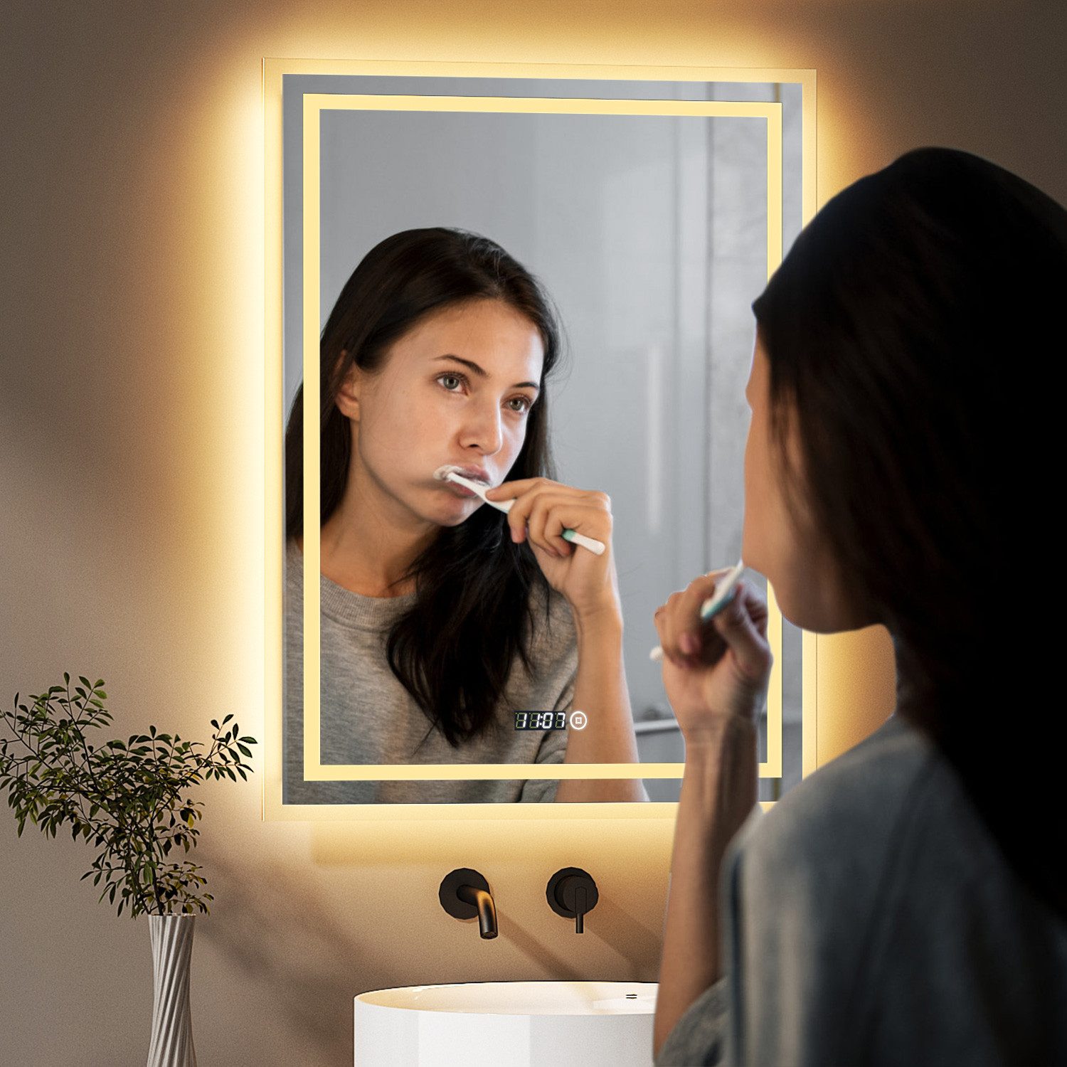 WDWRITTI Badspiegel Badezimmerspiegel mit Beleuchtung Wandspiegel Led Touch günstig online kaufen