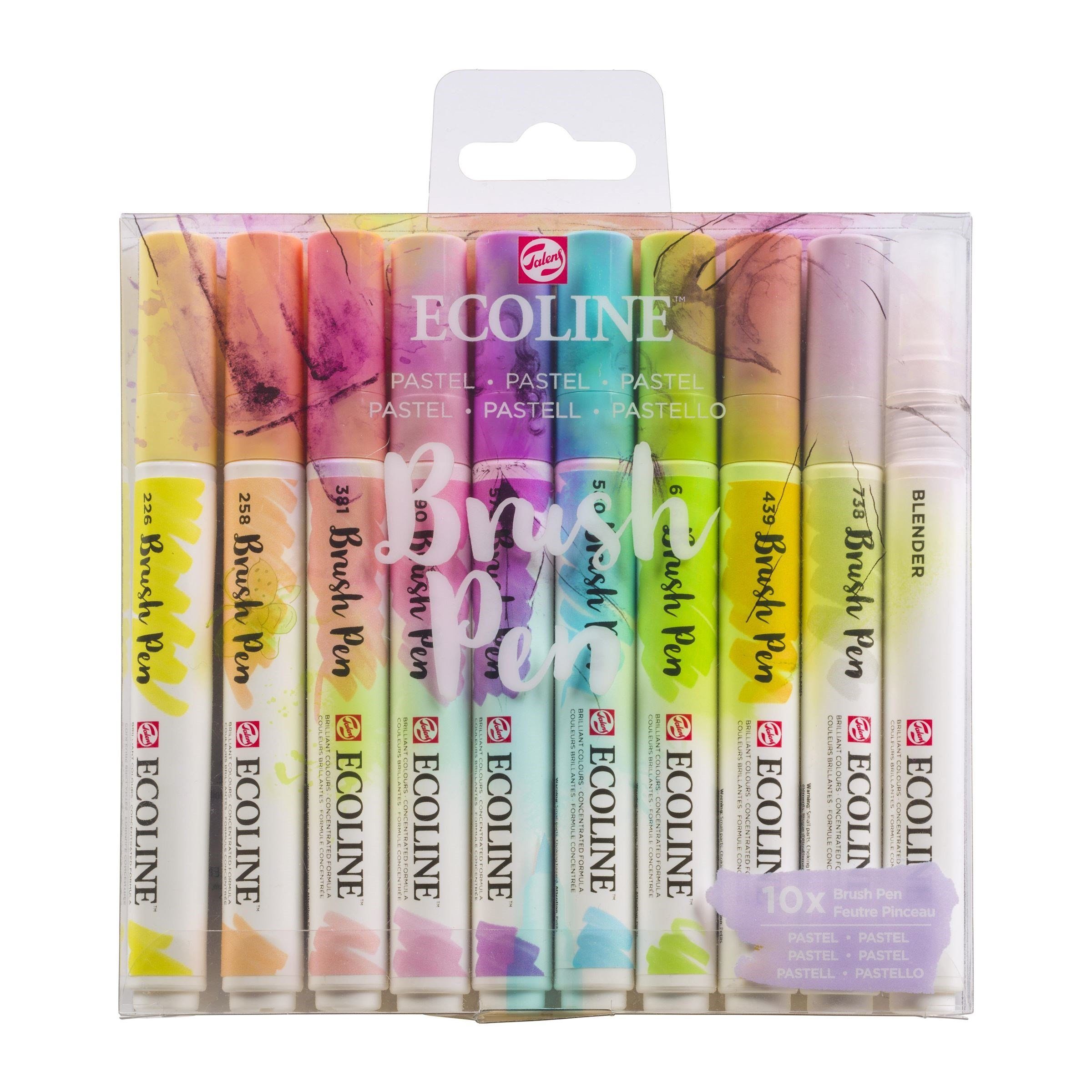 Talens Aquarellstifte ECOLINE Brushpen Set 10 - Pastell (Pastel)