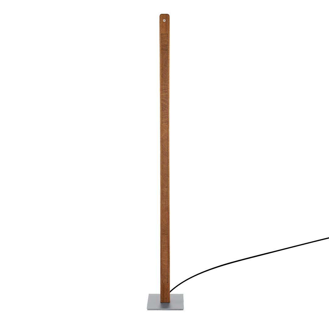 HerzBlut LED Stehlampe Karl K LED mit Kopfholz, Alu LED-Leiste Acryl, satiniert