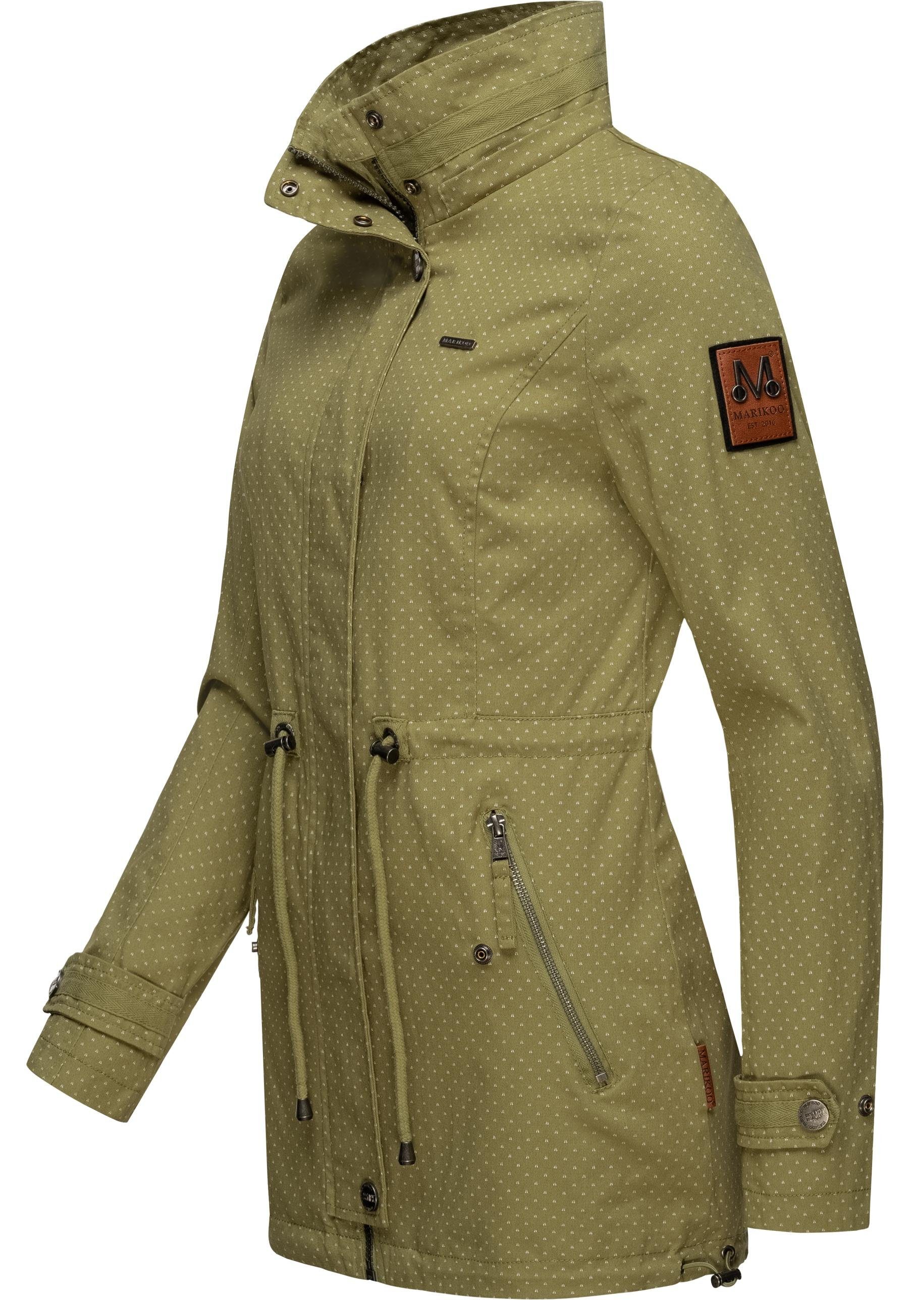 Übergangsjacke Baumwoll Nyokoo großer Outdoorjacke mit modische apfelgrün Kapuze Marikoo