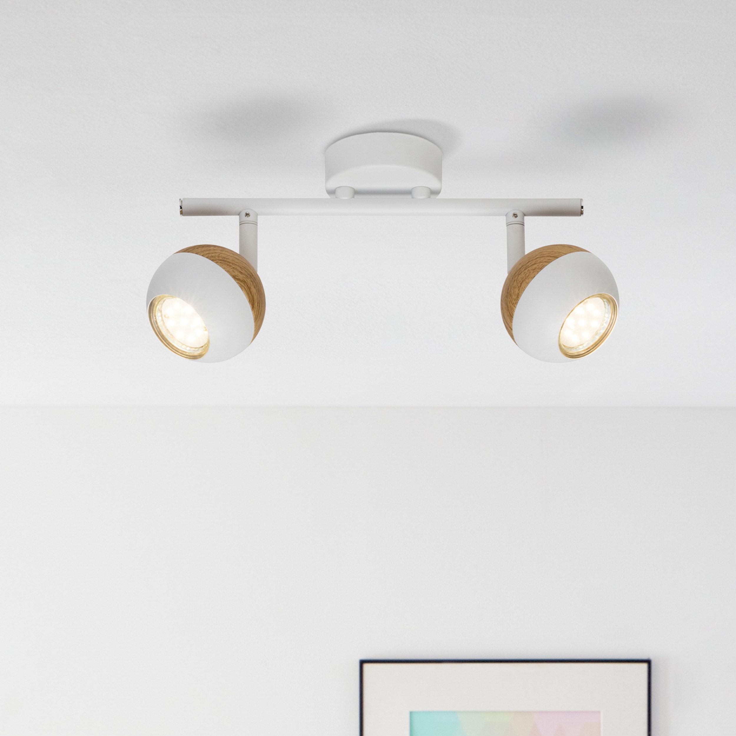 Lightbox Deckenstrahler, LED wechselbar, Warmweiß, LED Deckenstrahler mit warmweißem Licht - schwenkbare Köpfe - Metall