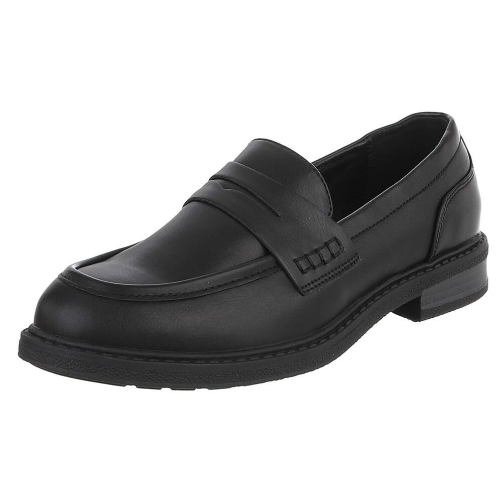 Ital-Design Damen Loafer Pennyloafer mit Blockabsatz Slipper (91742628) Blockabsatz Mokassins in Schwarz