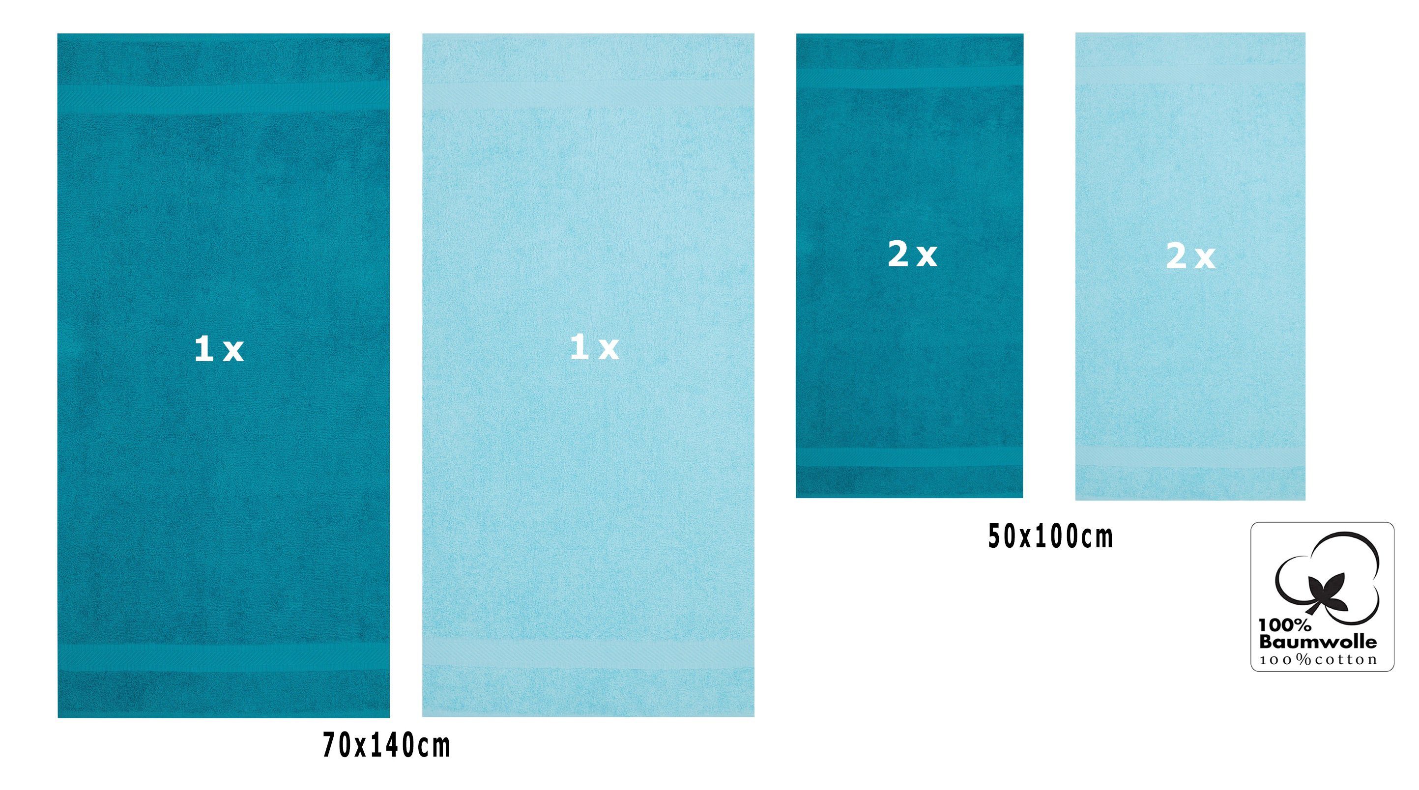 Betz Handtuch petrol/türkis Handtücher cm 4x Baumwolle 70x140 Liegetücher cm, 50x100 2x 6er Set 100% Palermo