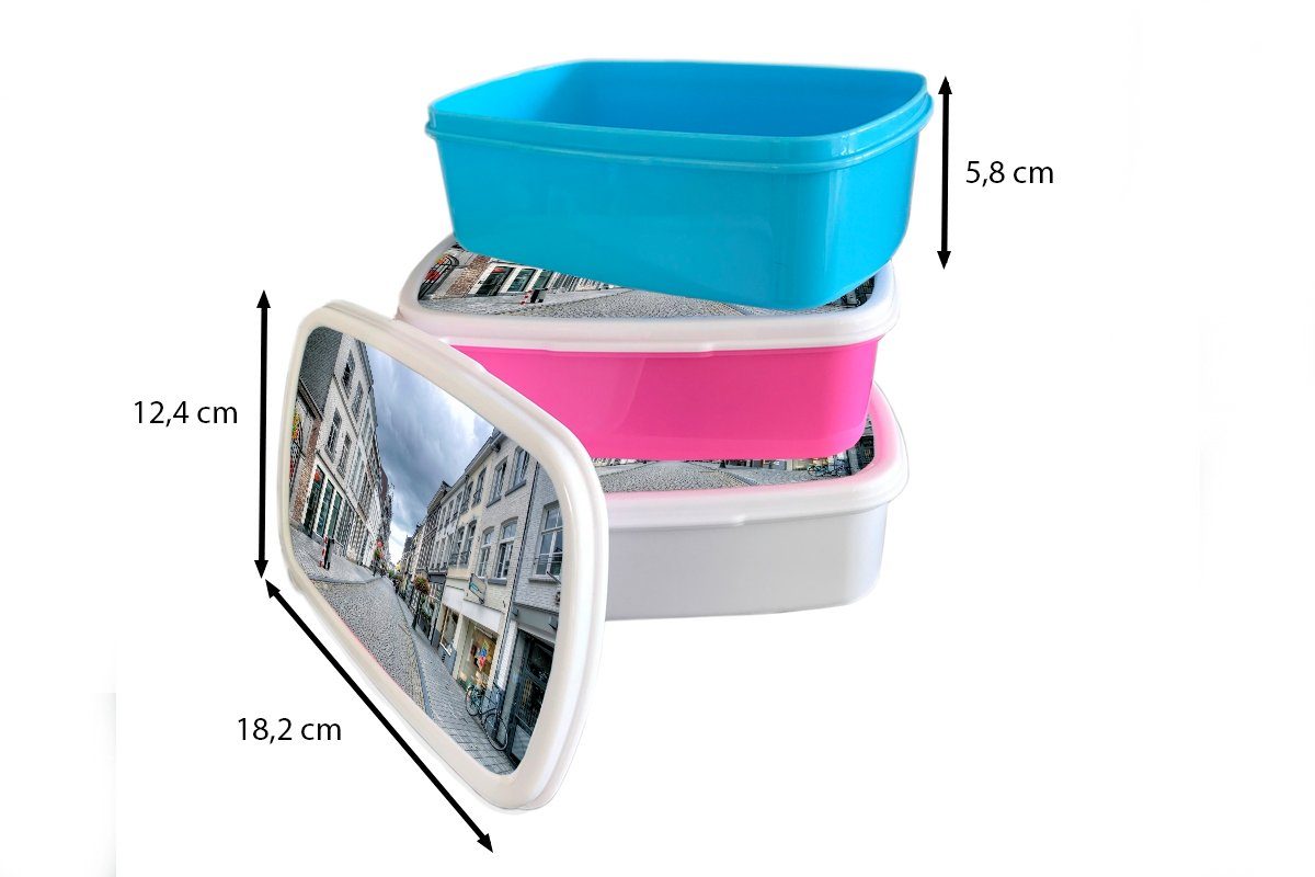- rosa Lunchbox Erwachsene, Weiß, Brotdose Kunststoff MuchoWow (2-tlg), Maastricht - für Kinder, Mädchen, Snackbox, Architektur Brotbox Kunststoff,