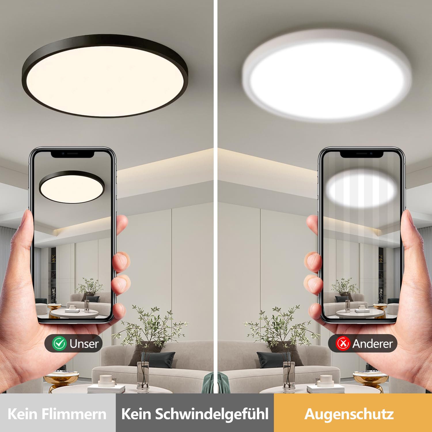 JDONG LED Deckenleuchte Flach Rund Ø23CM/30CM/40CM/50CM/60CM Deckenlampe, Rund Flach, 4000K Neutralweiß, Lamp für Wohnzimmer Schlafzimmer Küche Balkon Büro Flur