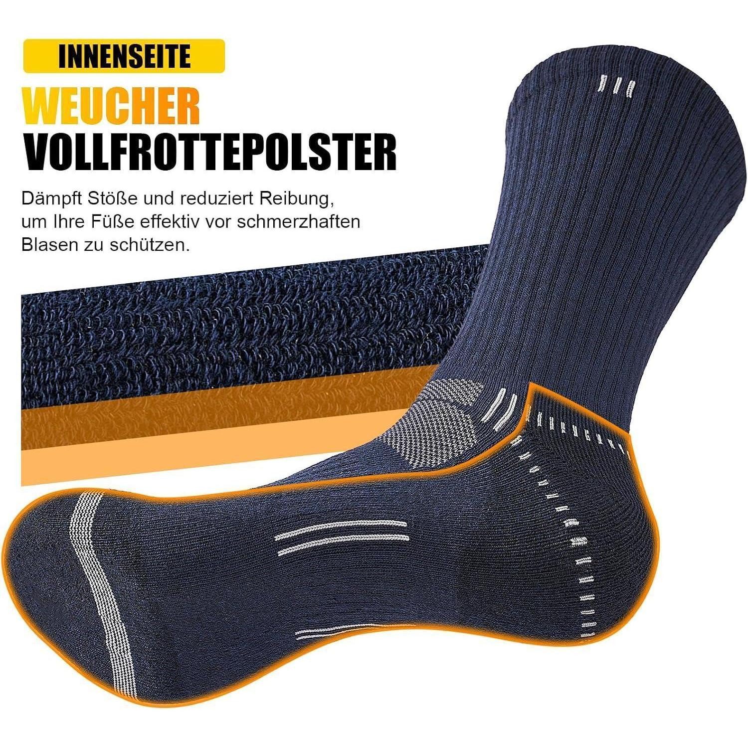 LuxusKollektion Sportsocken Herren Wandersocken atmungsaktiv gepolstert 5 Paar