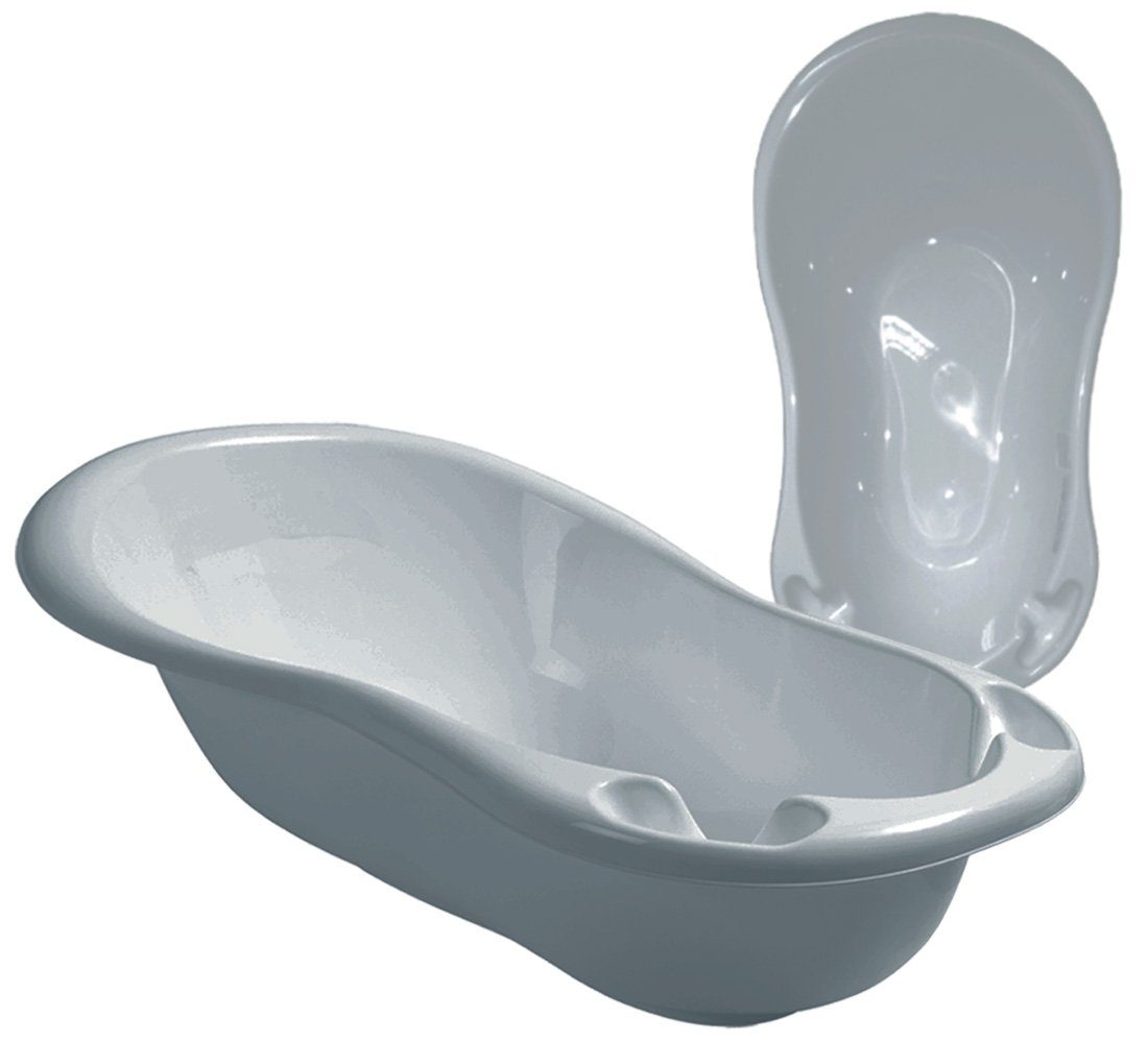 Babybadewanne Grau Weiß Teile Baby + Badeset (Made SET Wanne + + in Classic SITZ GESTELL** - 4 TOPF 84 **WANNE AUFSATZ + + WC Ständer Europa), Maltex cm,