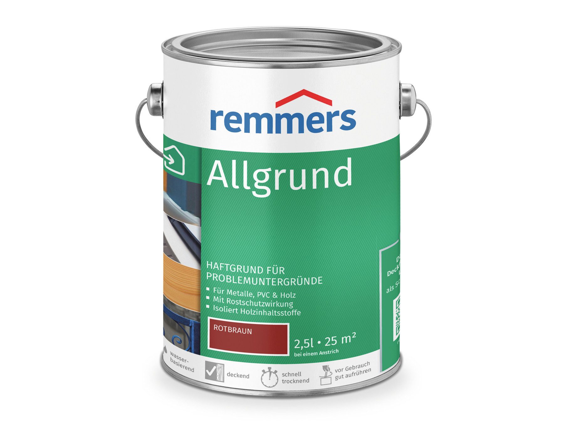 Remmers Isoliergrundierung Allgrund grau 2,5 Liter, für verschiedene Oberflächen mit Rostschutz und Isoliergrund