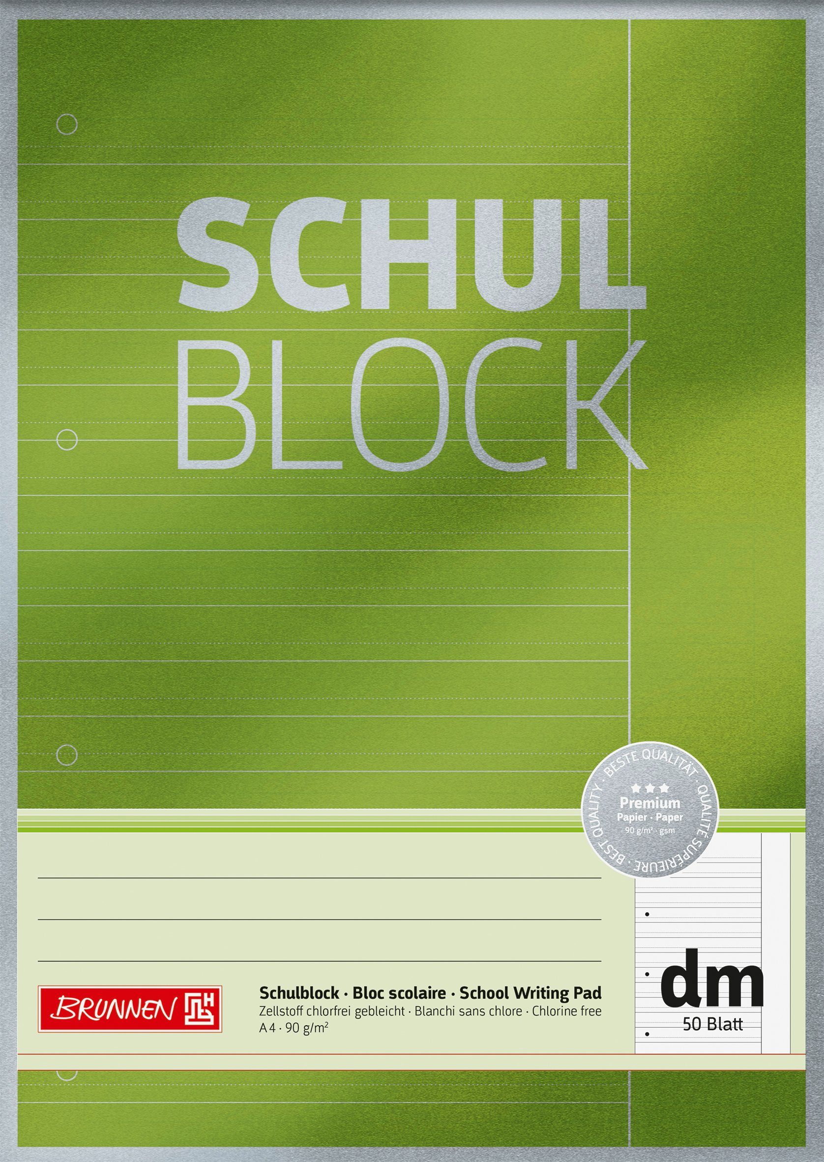 BRUNNEN Collegeblock BRUNNEN 1052613 Schulblock Premium A4 dm