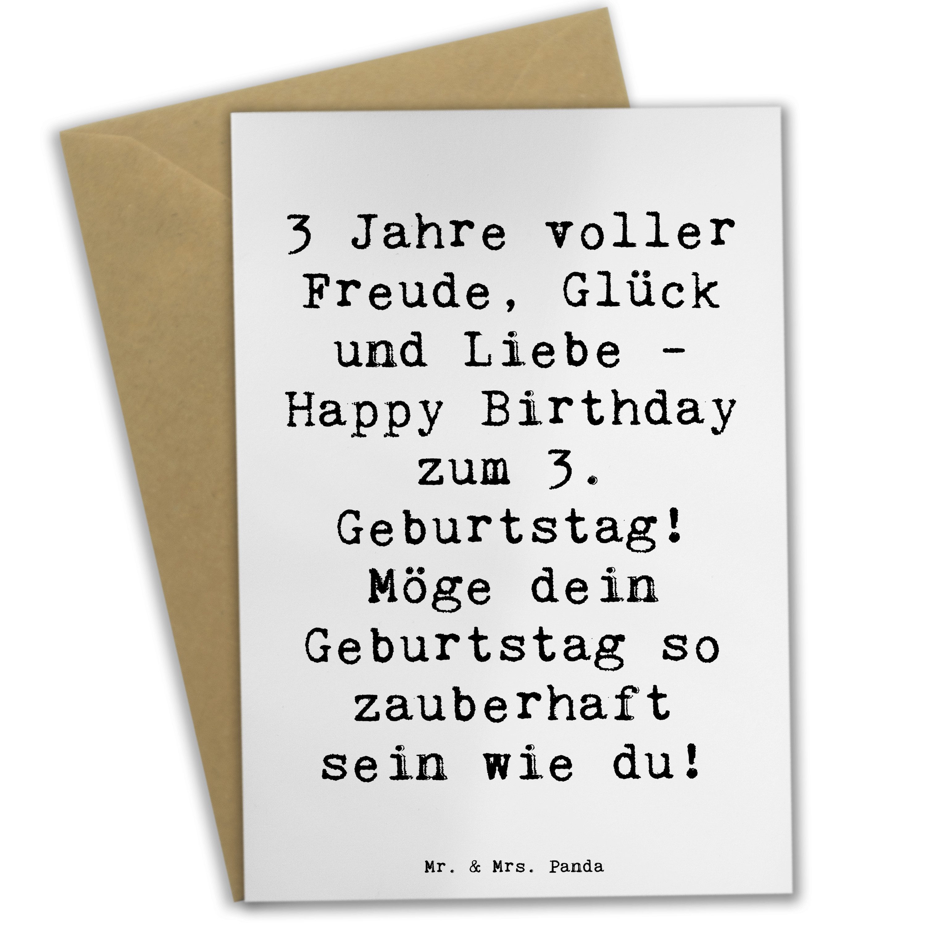 Grußkarte Spruch 3. Geburtstag Freude - Weiß - Geschenk, Lachen, handgefertigt