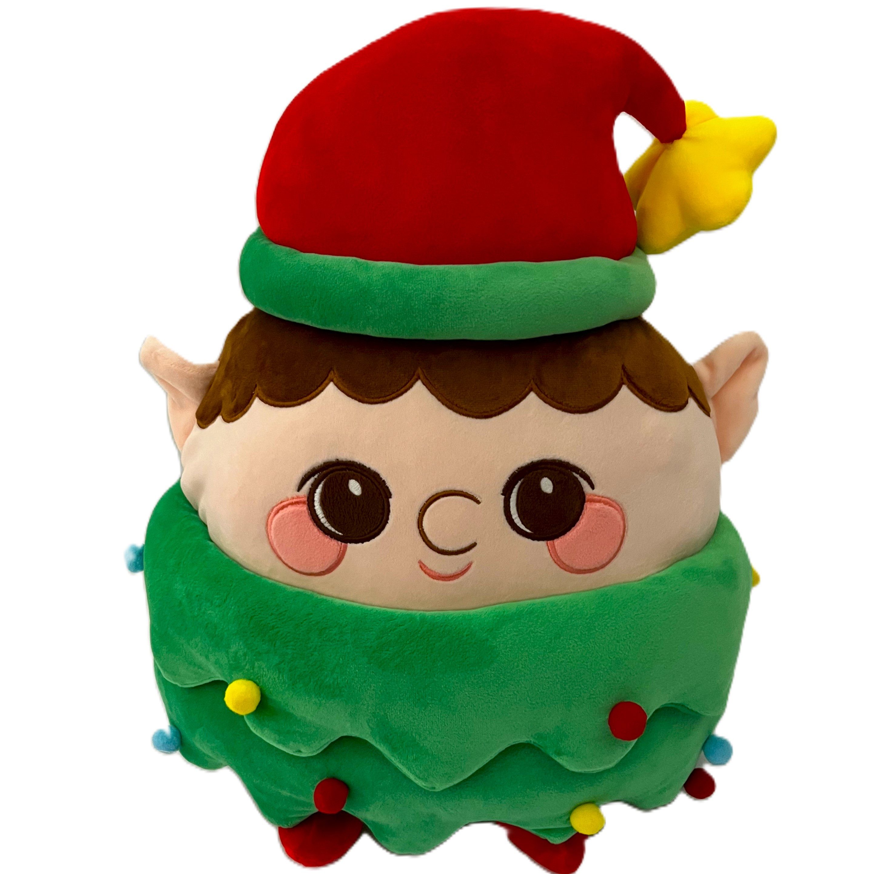 UNIQUE Living Dekokissen Kissen Kinder Weihnachten Grün Samt Tannenbaum Lustig 43 cm, Für Kinder