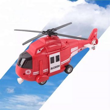 efaso Spielzeug-Hubschrauber Hubschrauber mit Haken/Trage/Seilwinde - Helikopter Spielzeug in rot