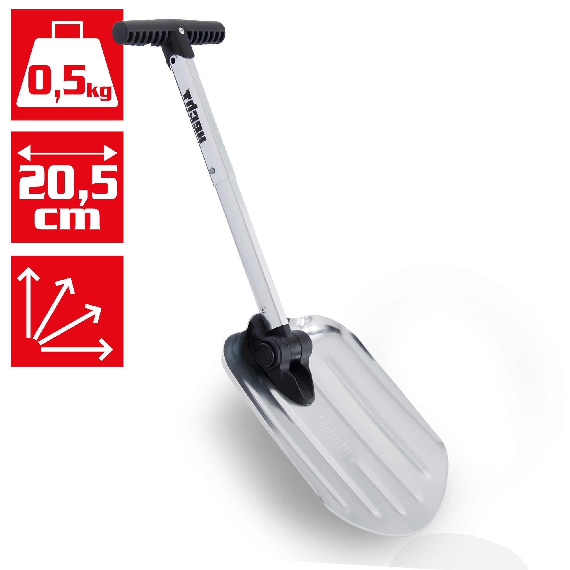 Hecht Schneeschieber 205 GT Teleskop klappbar Auto-Schneeschaufel Alu, 20,5 cm Arbeitsbreite, mit 37 cm langem Stiel, kompakt rostfrei ideal für Reise Pendler & – Bild 2 von 5