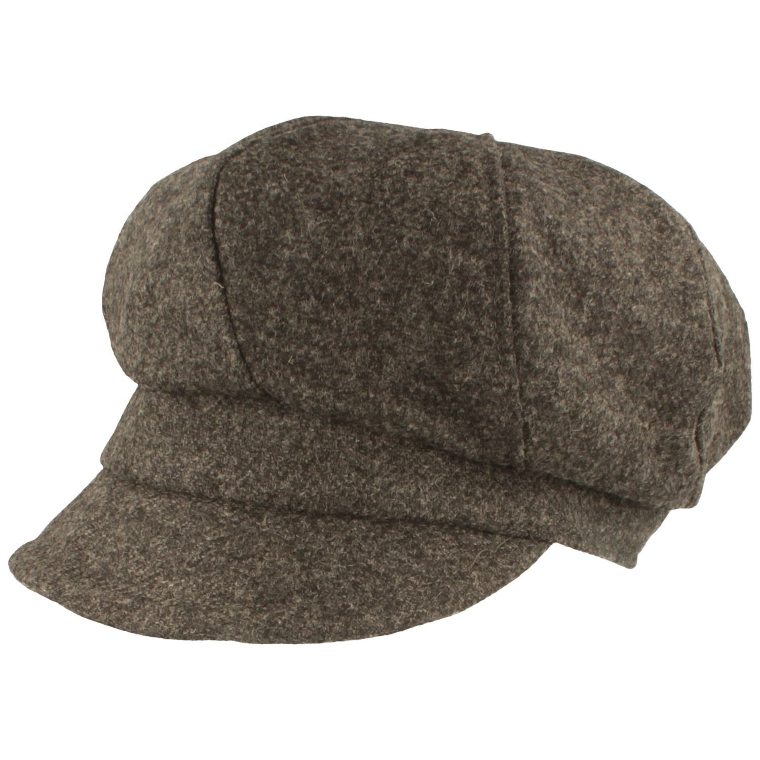 Breiter Schiebermütze Ballonmütze aus Wolle mit Fischgrätmuster günstig online kaufen