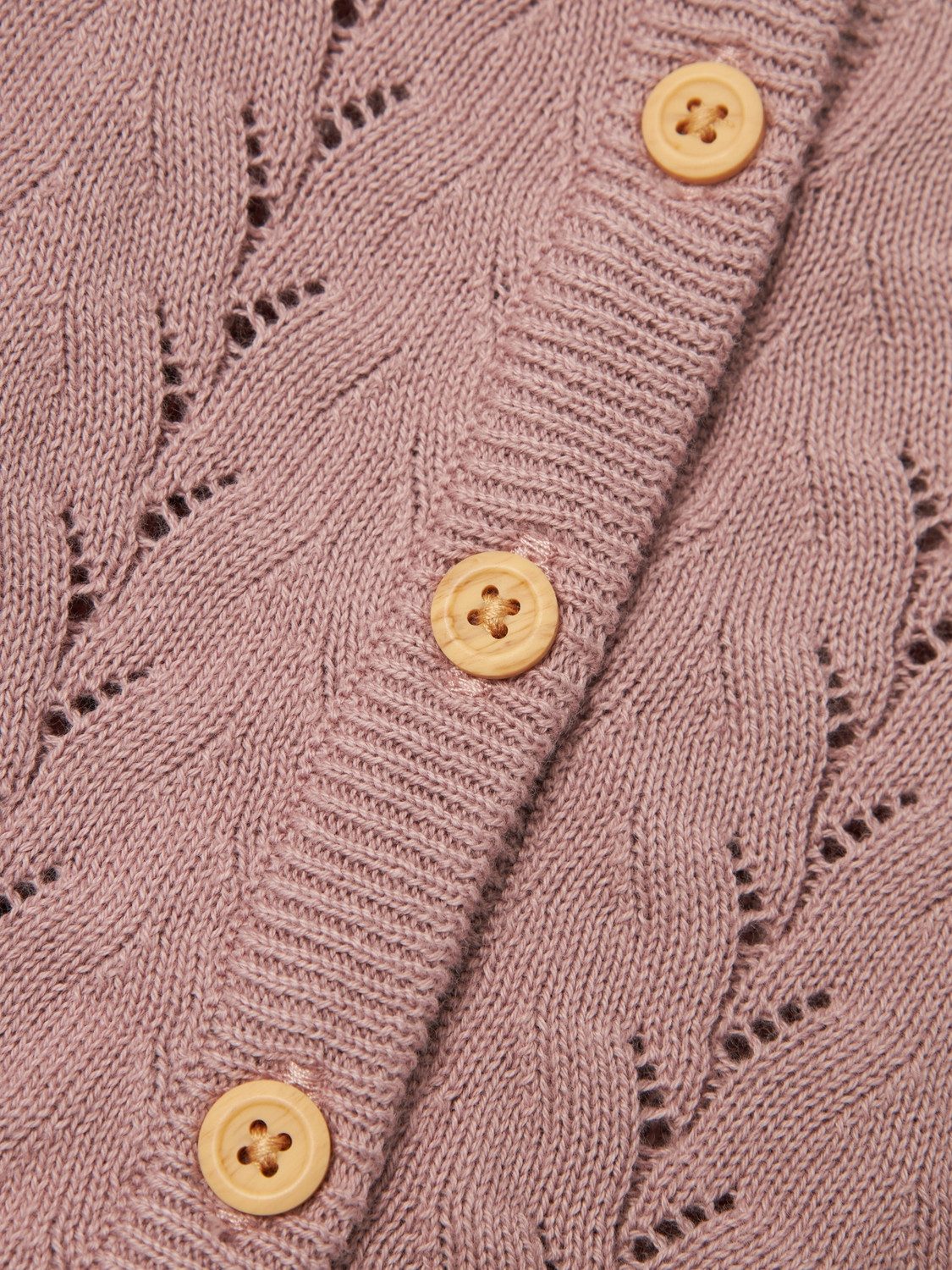Name It Strickjacke NMFBANNI für Mädchen mit Ajour-Strick und Rippbündchen unifarben, casual, regular fit, Baumwolle, Rundhals – Bild 5 von 5