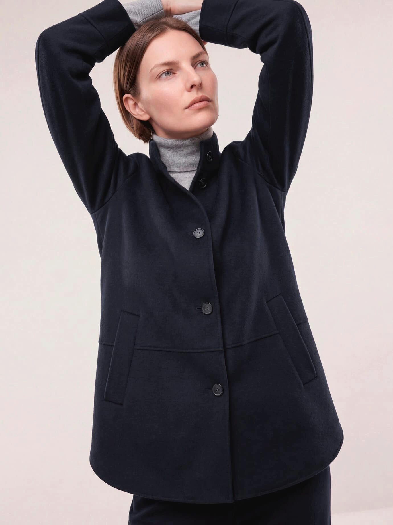 Walbusch Hemdjacke Damen Weiche Doubleface Hemdjacke Stehkragen, sportlich, Kurzgröße