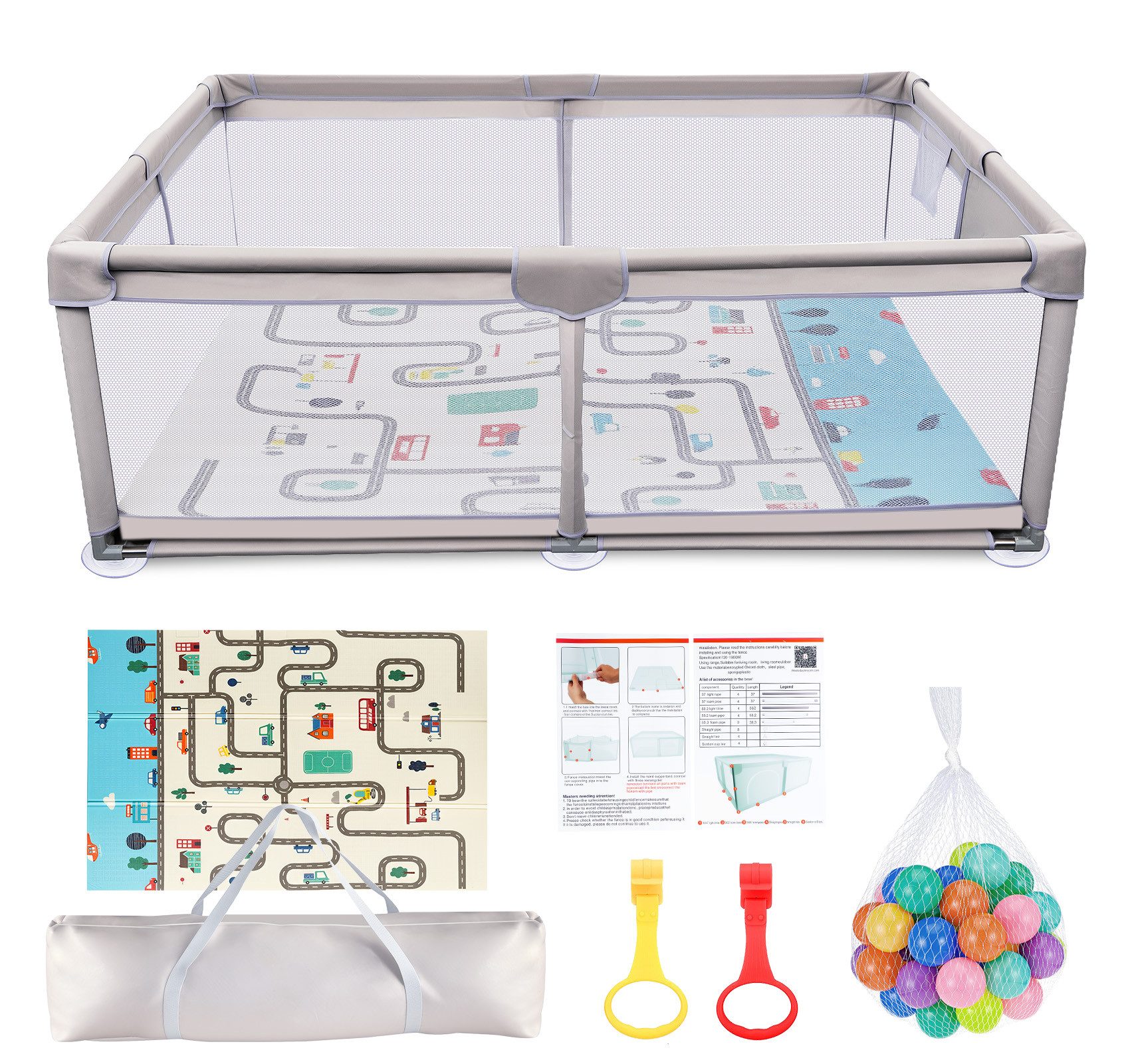 ElitVita Laufgitter Laufstall Baby, 300D Oxford Stoff, mit Faltbar Spielmat günstig online kaufen