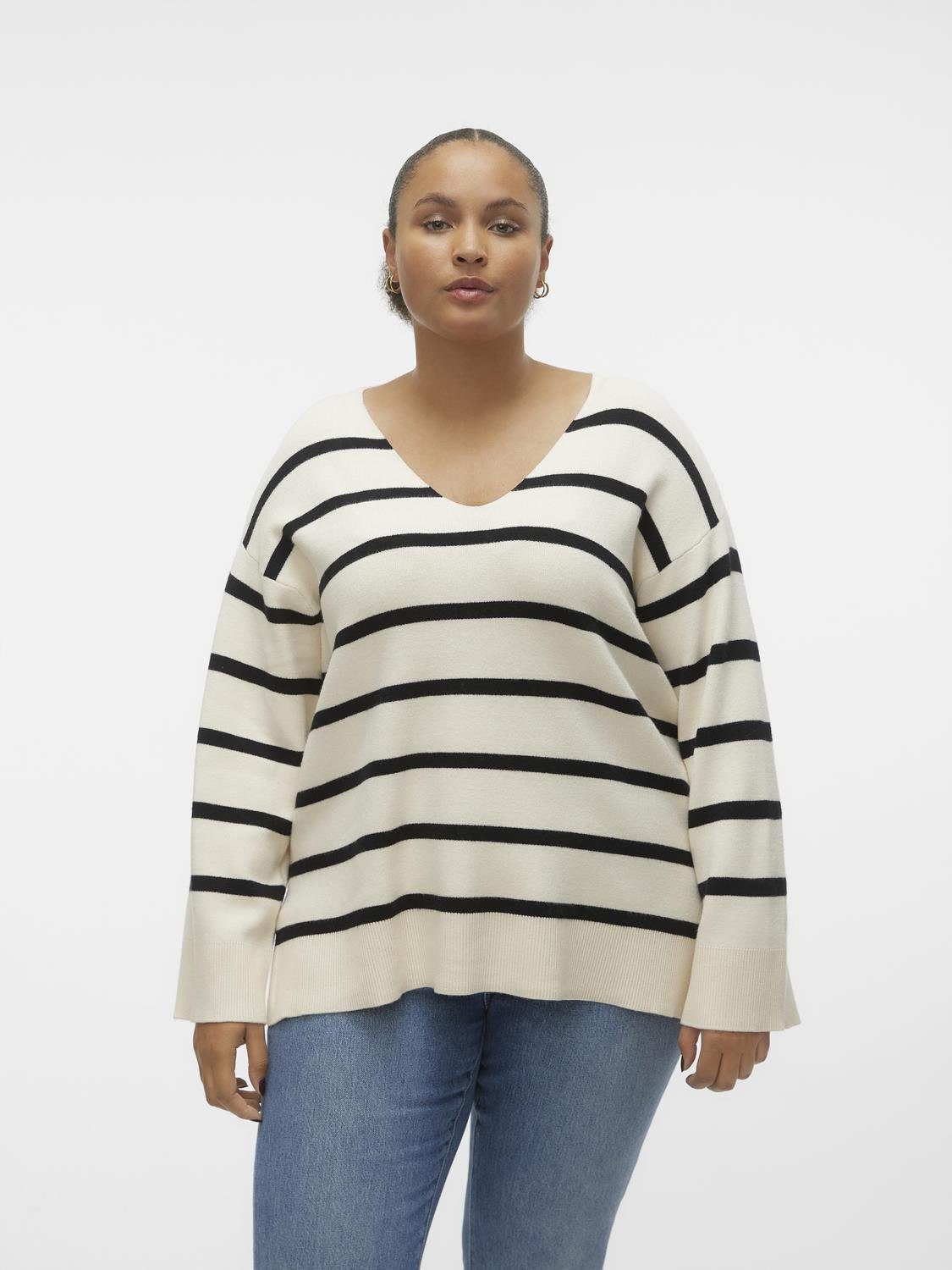 Vero Moda Curve Strickpullover VMCSABA LS V-NECK PULLOVER GA NOOS CUR günstig online kaufen